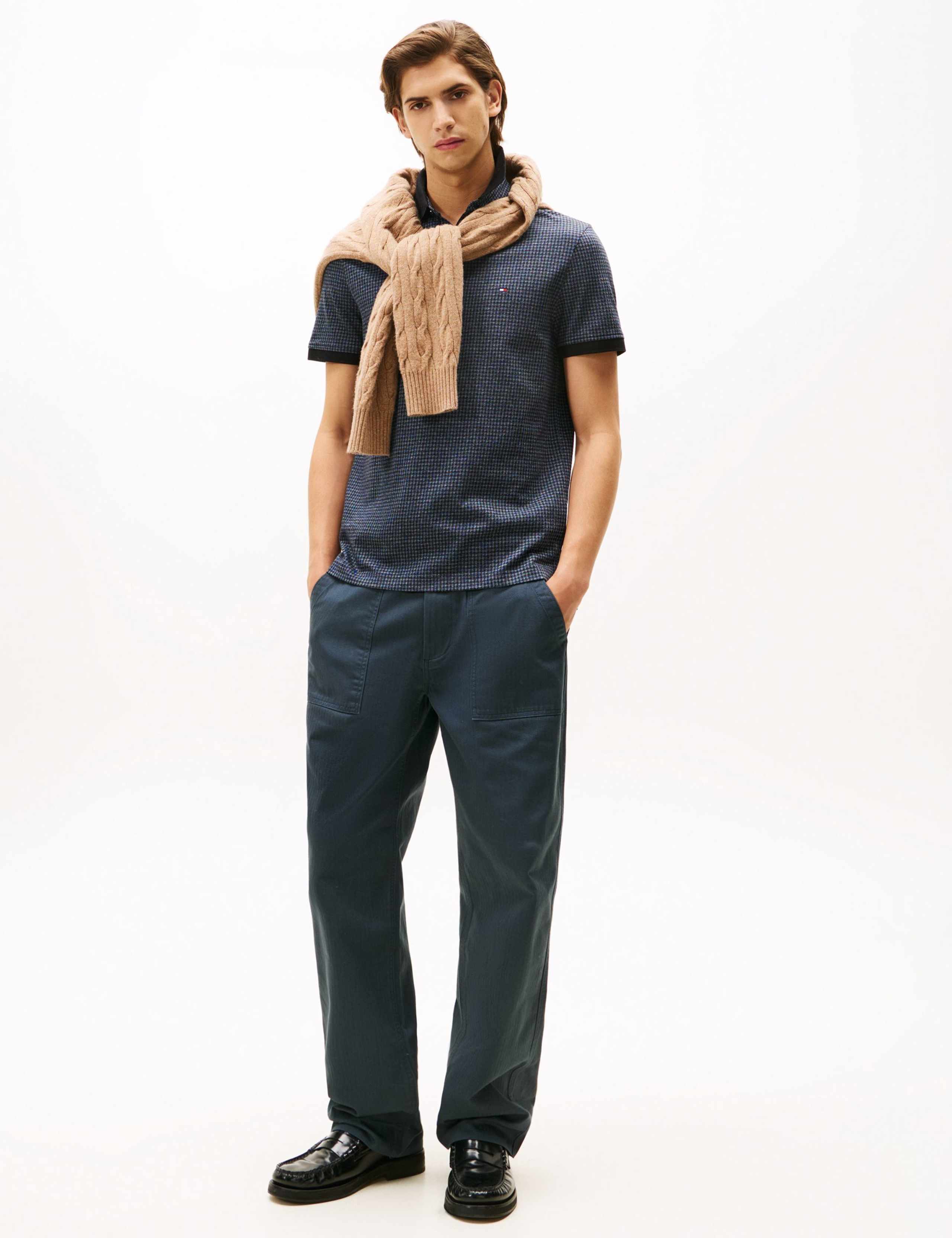 Mouline Pure Cotton Jacquard Polo Shirt