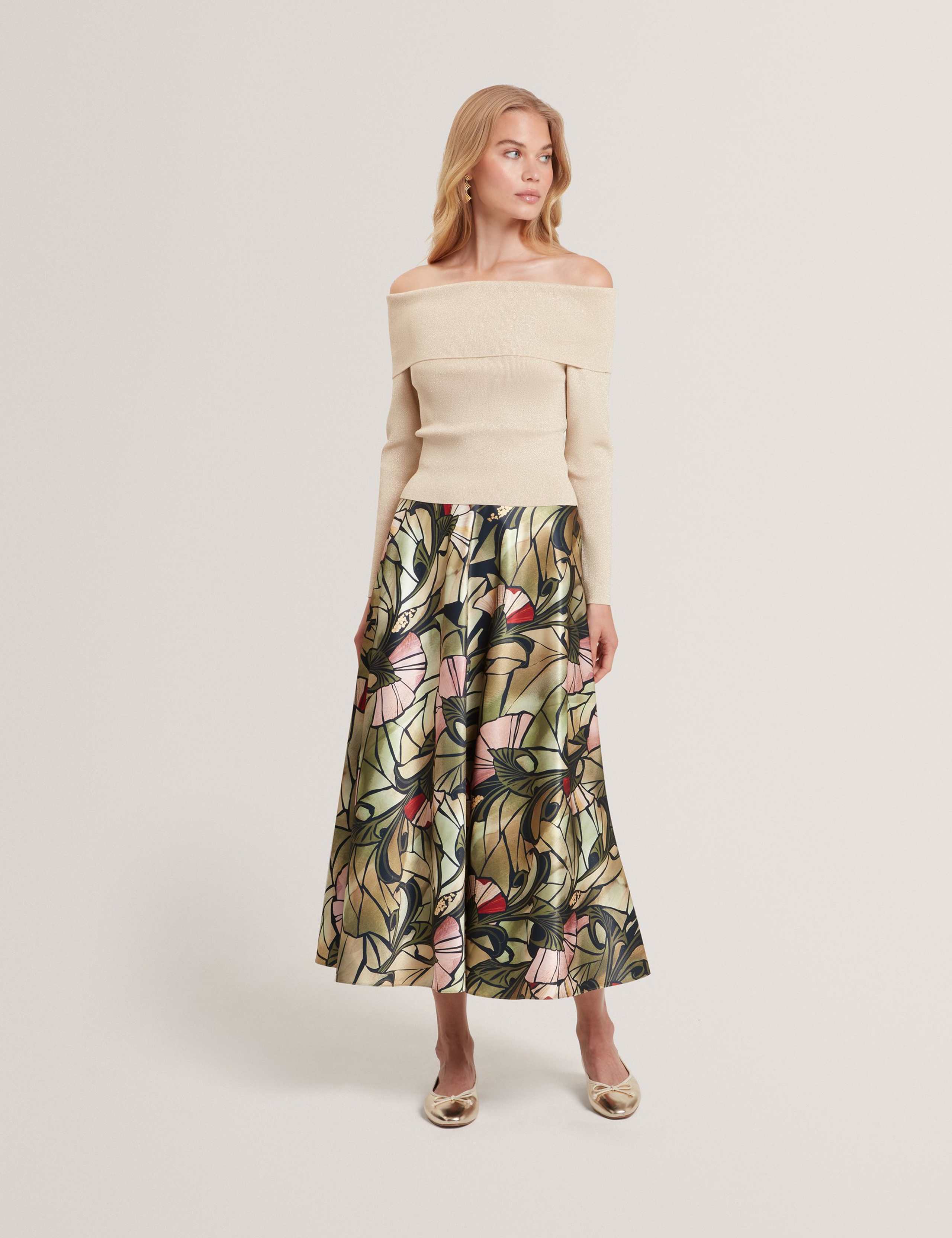 Printed Midi Skirt