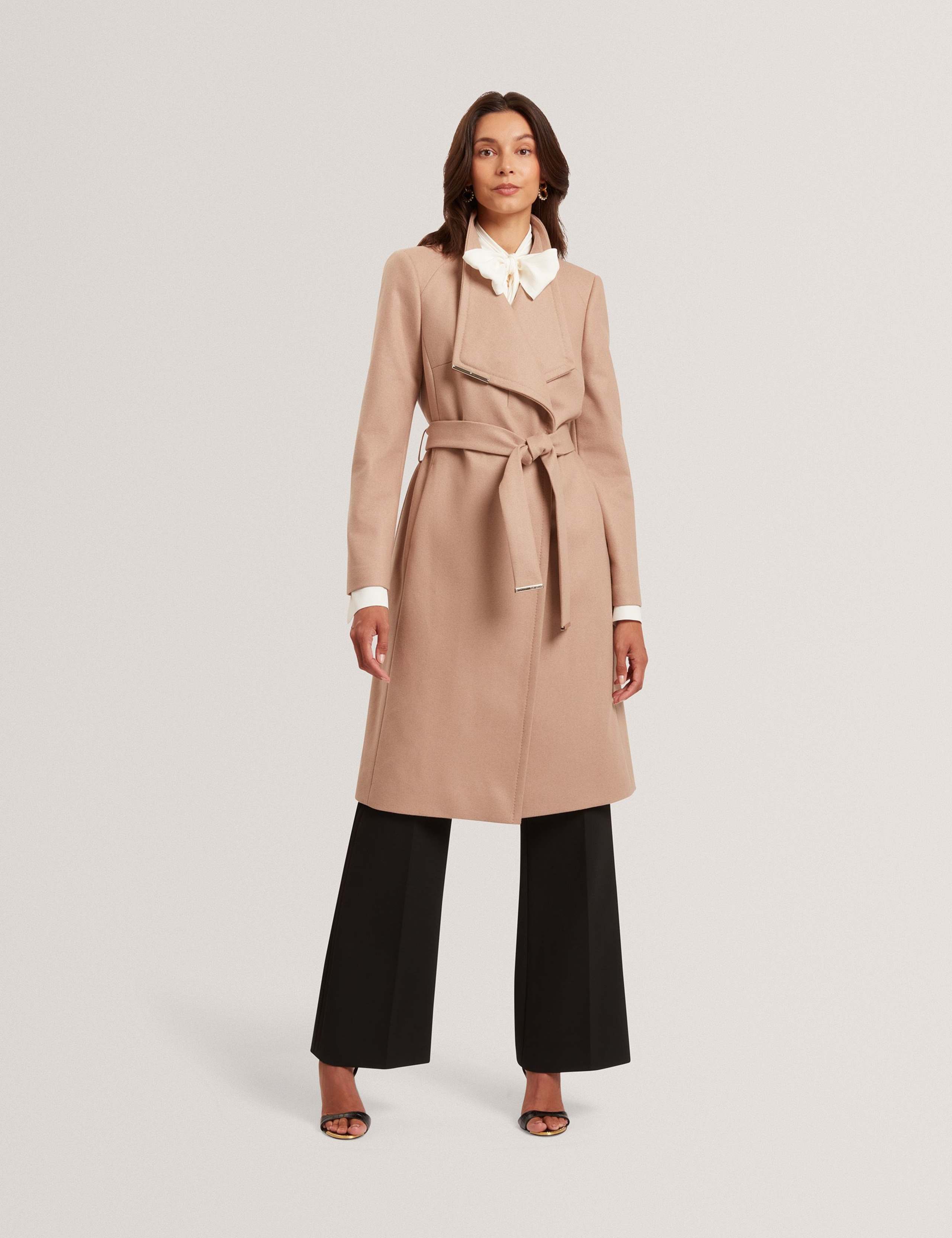 Wool Rich Belted Wrap Coat with Cashmere
