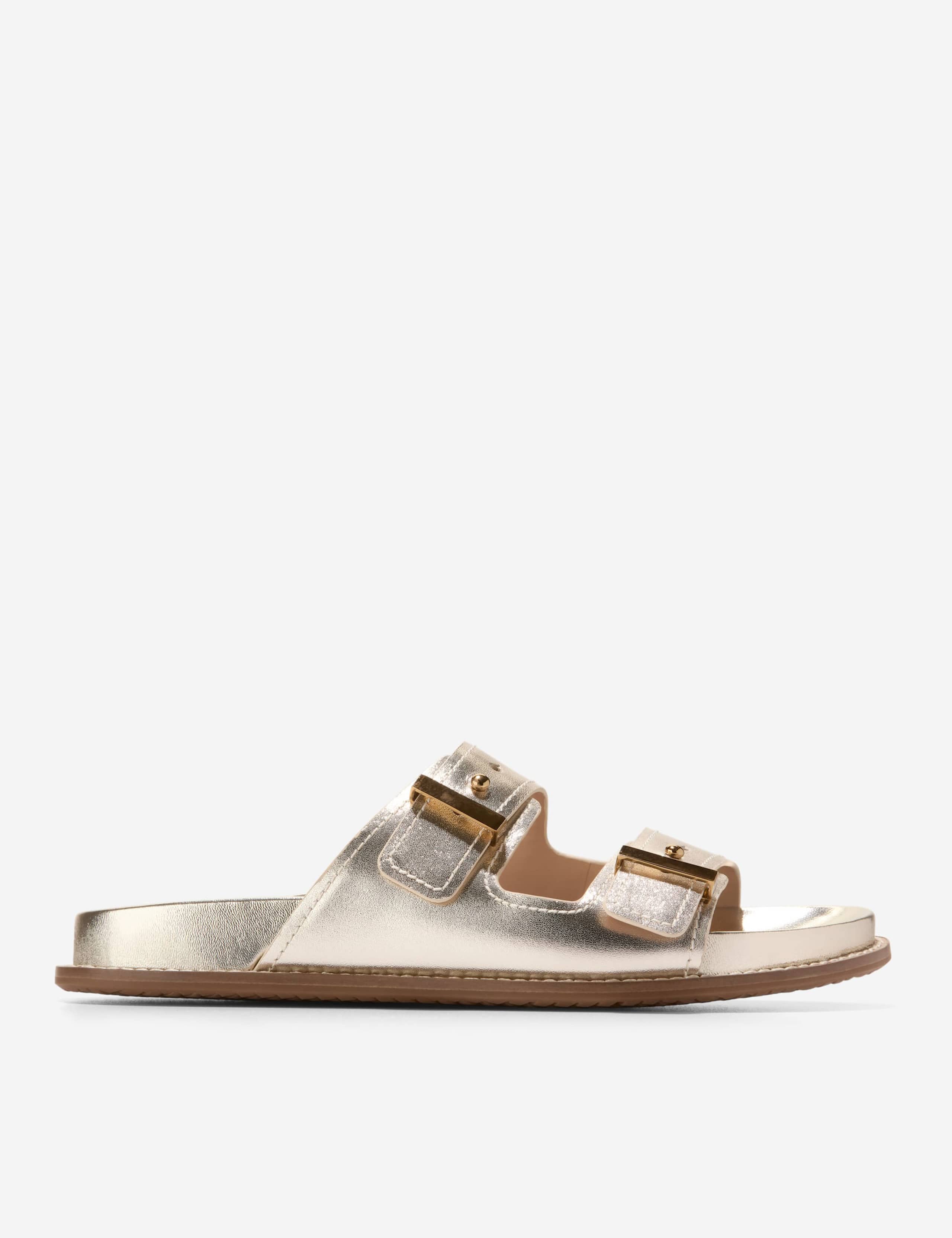 Marisol Leather Metallic Double Strap Sandals