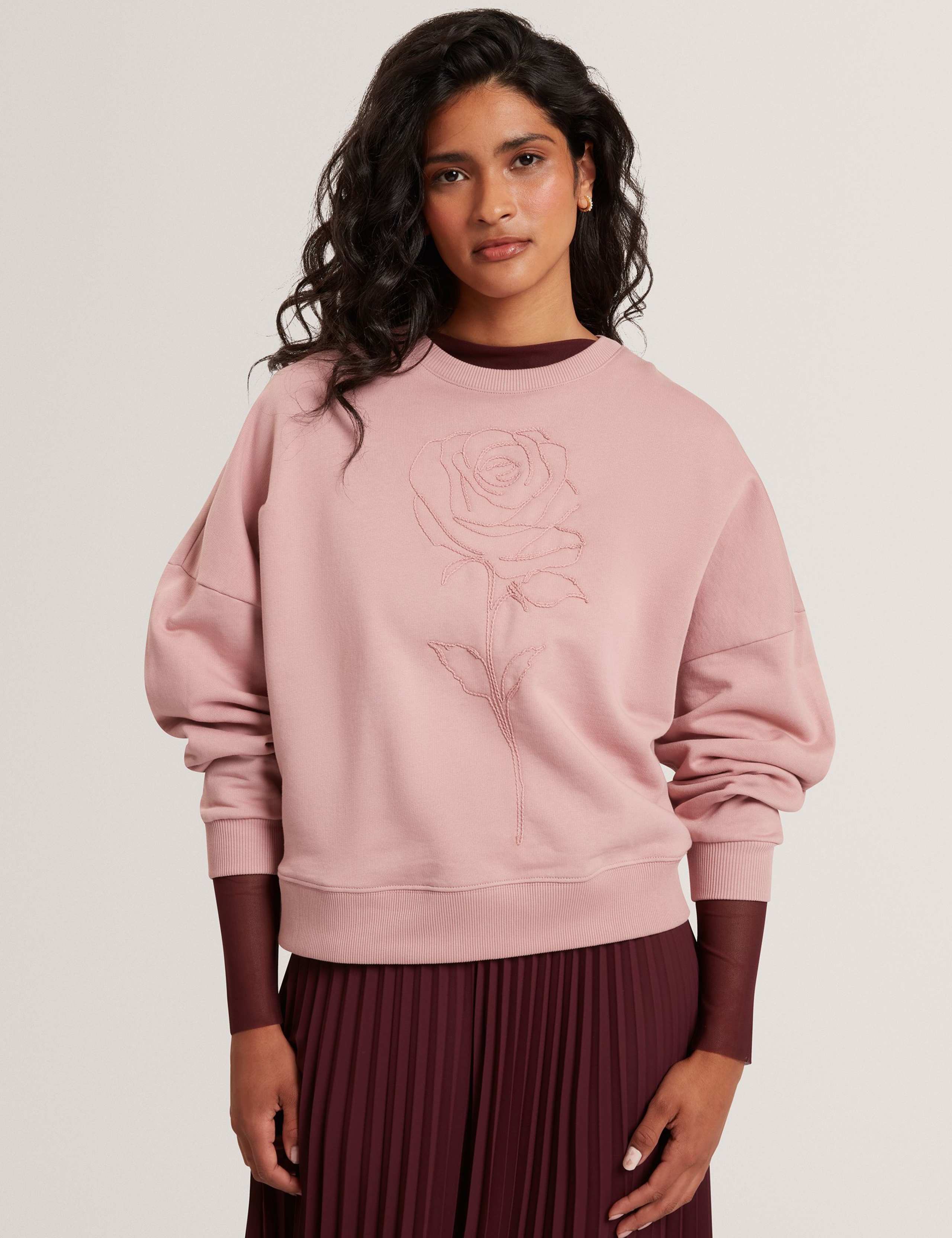 Pure Cotton Floral Embroidered Sweatshirt