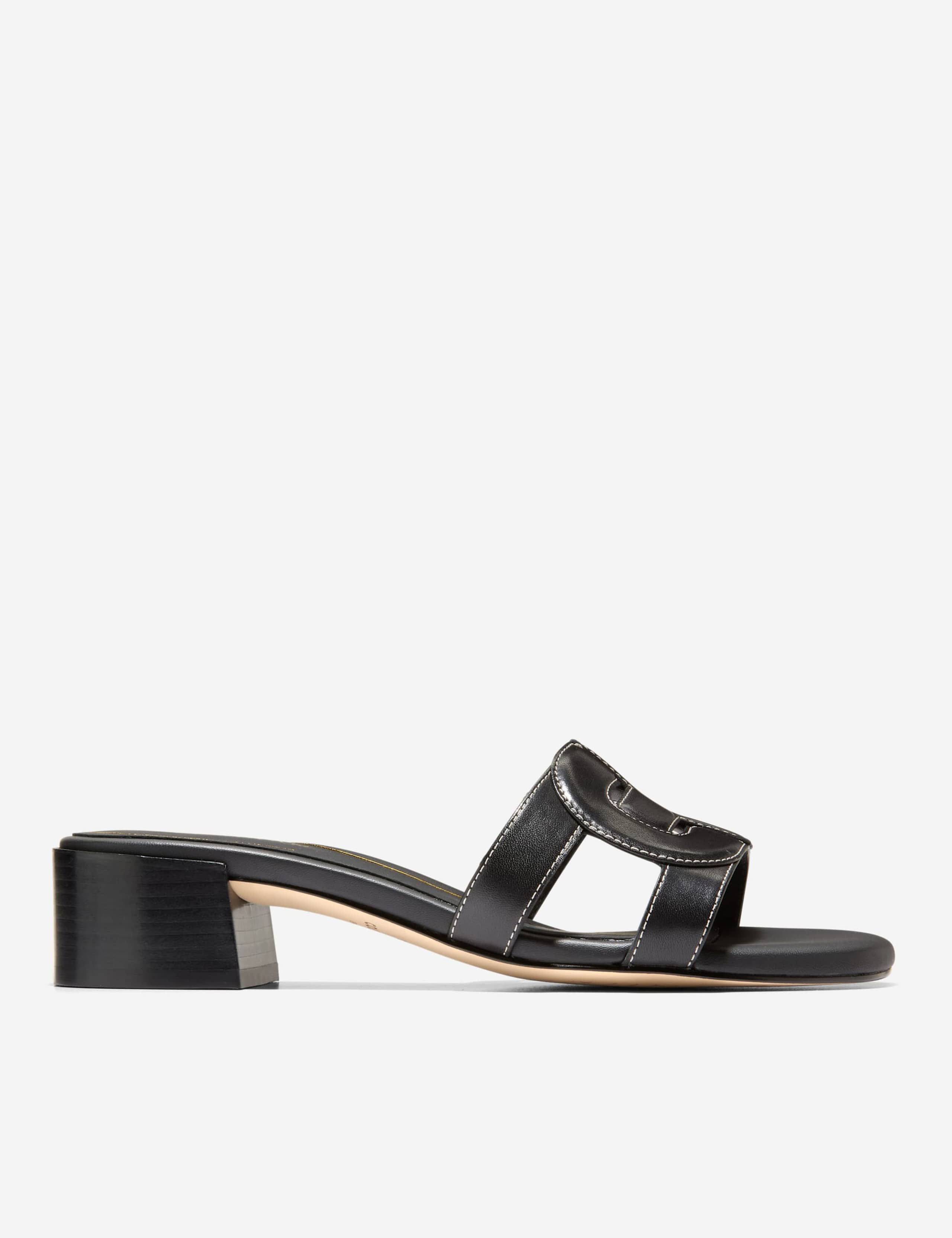 Chrisee Leather Block Heel Square Toe Mules