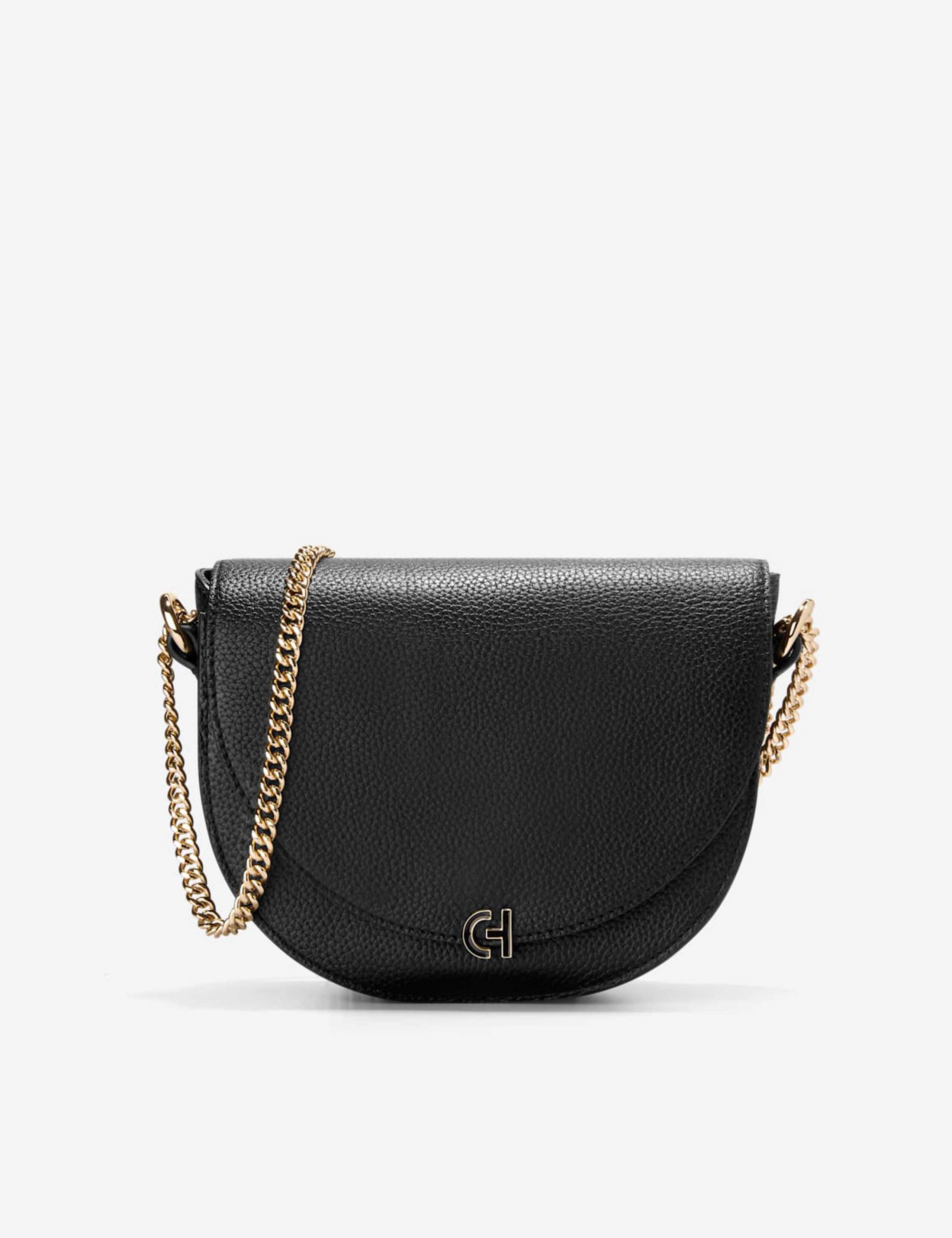 Evie Leather Chain Strap Saddle Bag