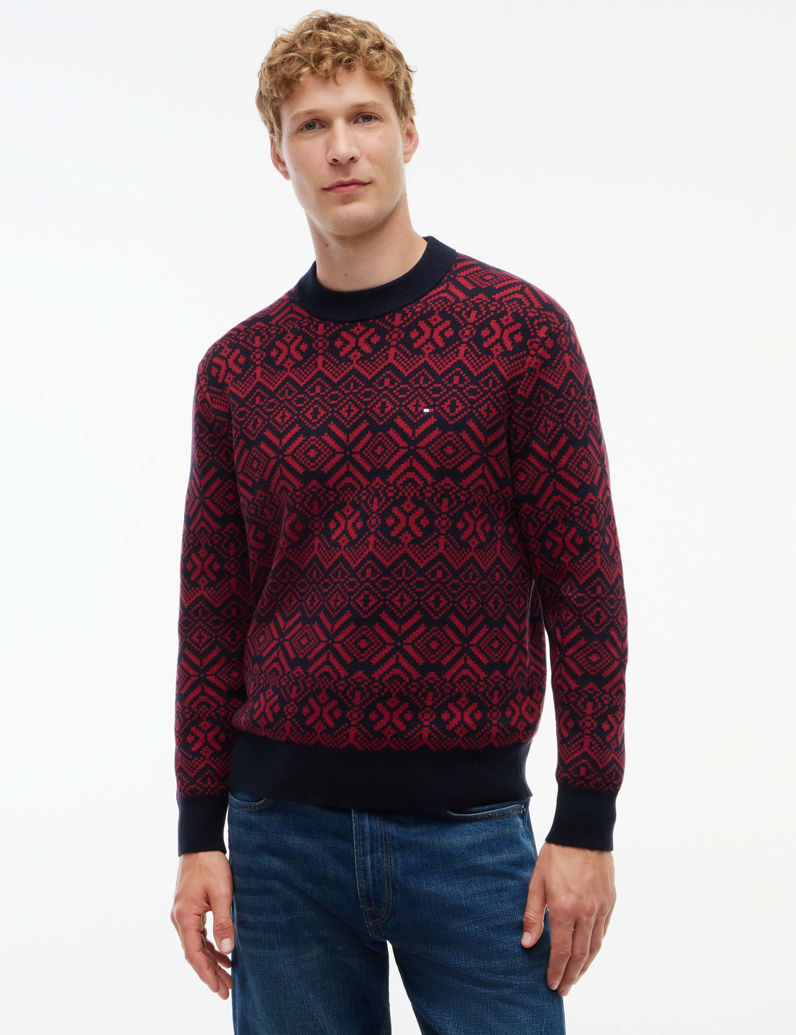Pure Cotton Fair Isle Crew Neck Jumper