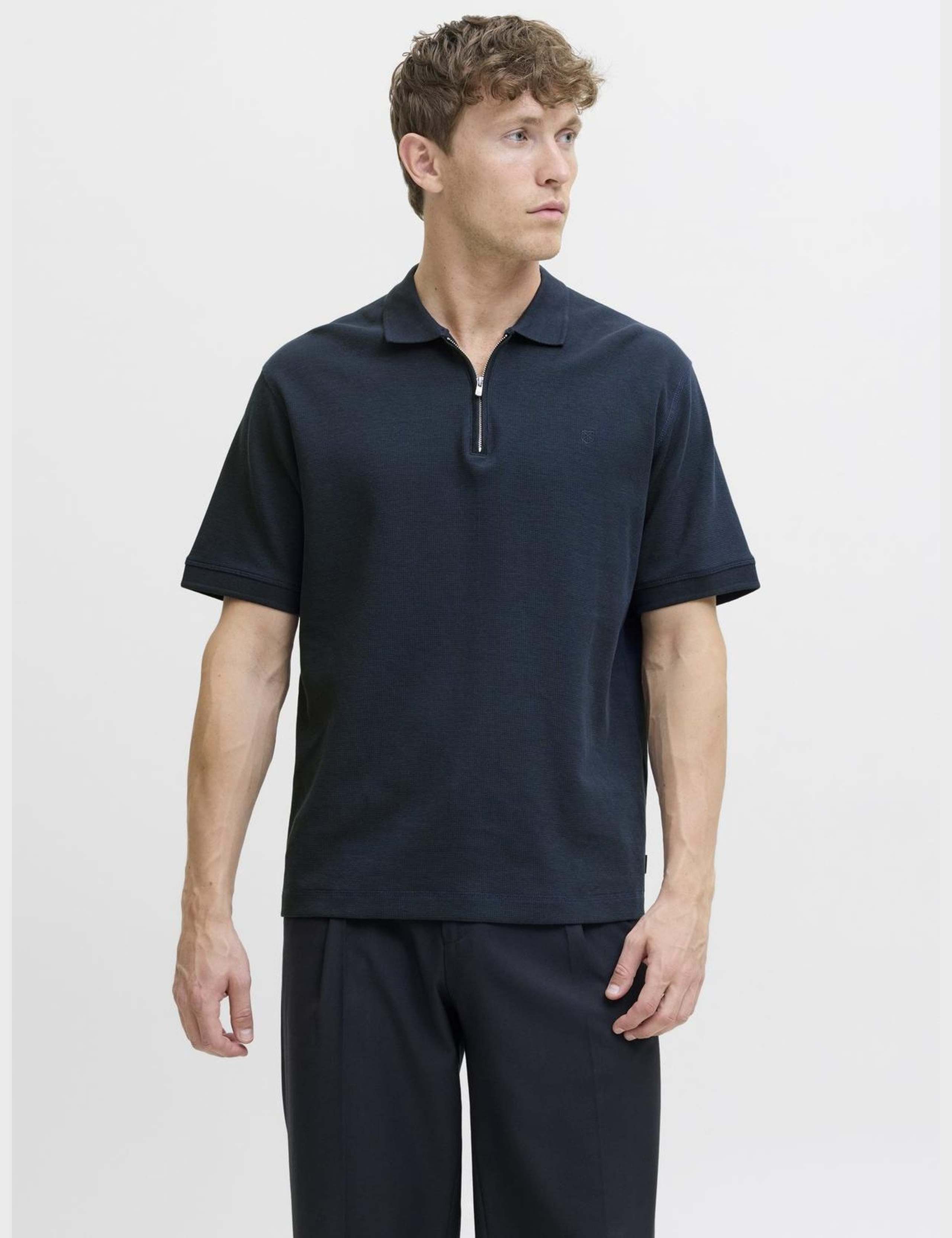 Cotton Rich Half Zip Polo Shirt