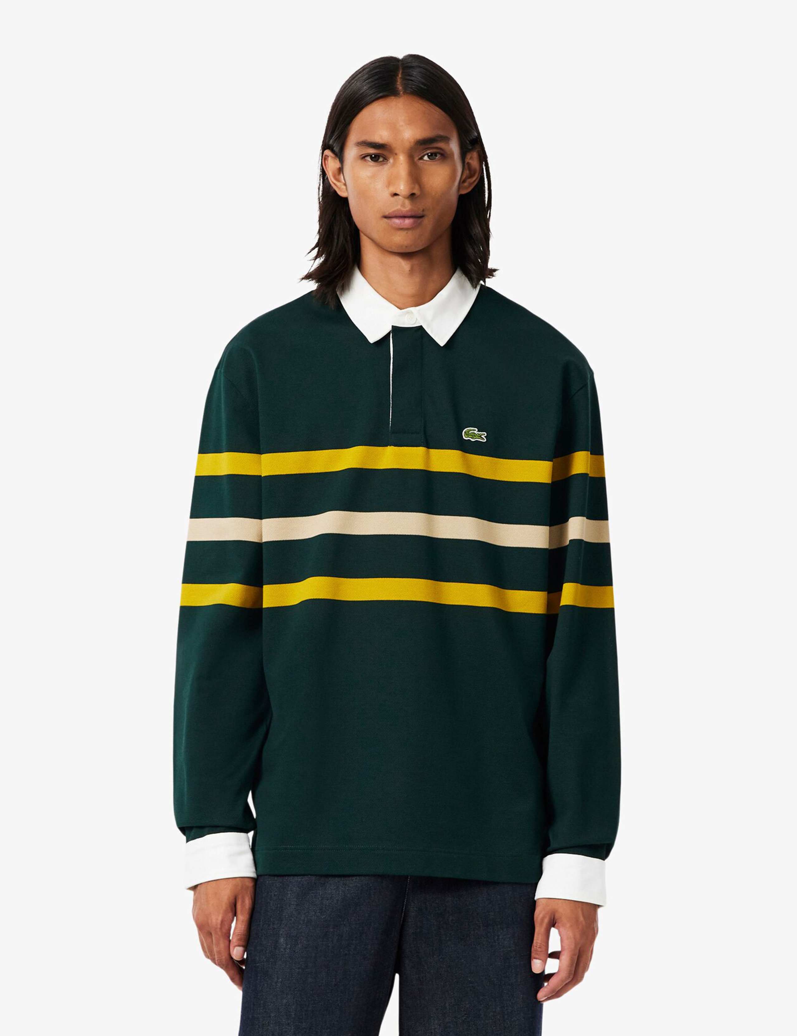 Pure Cotton Pique Striped Rugby Shirt