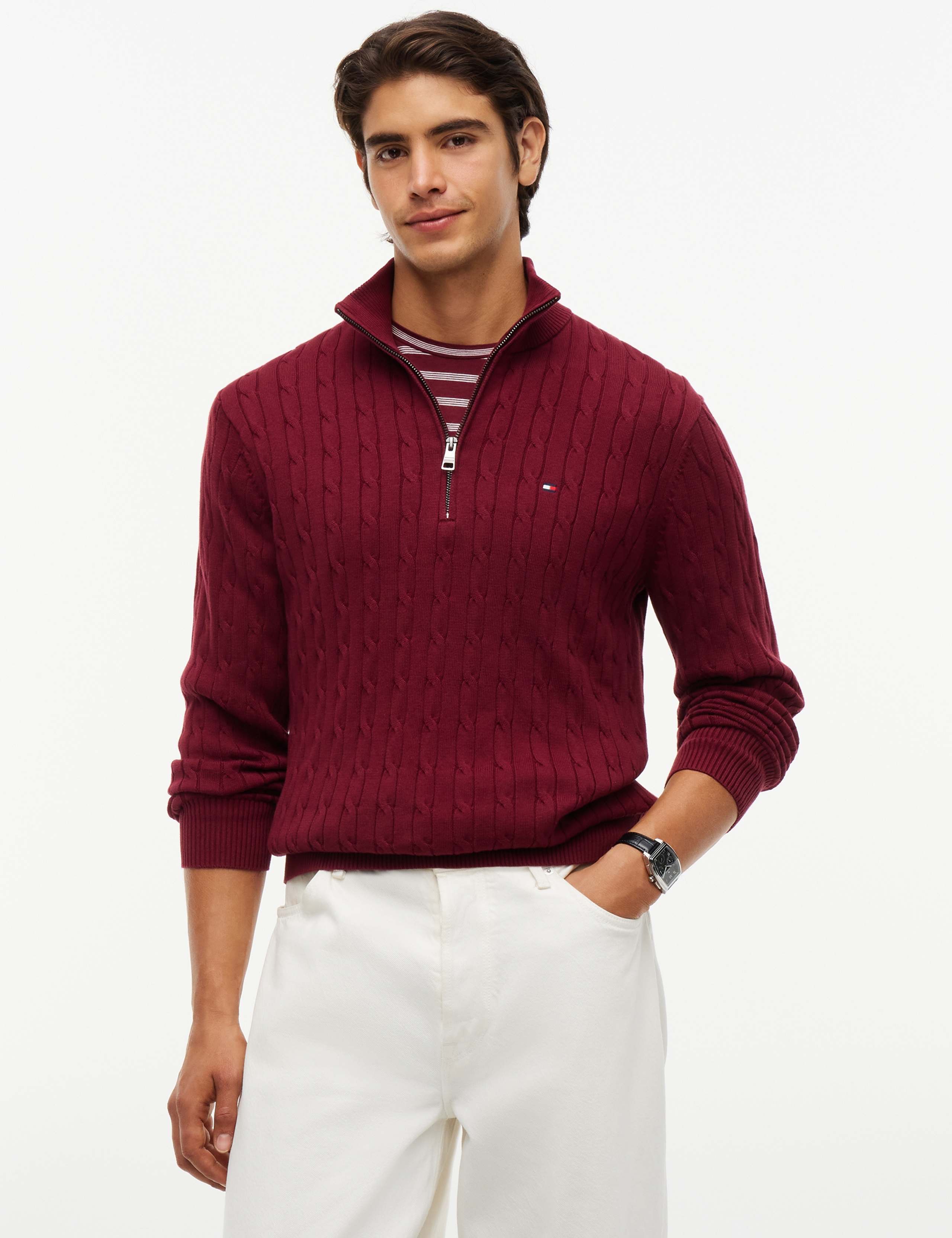 Classic Pure Cotton Half Zip Jumper