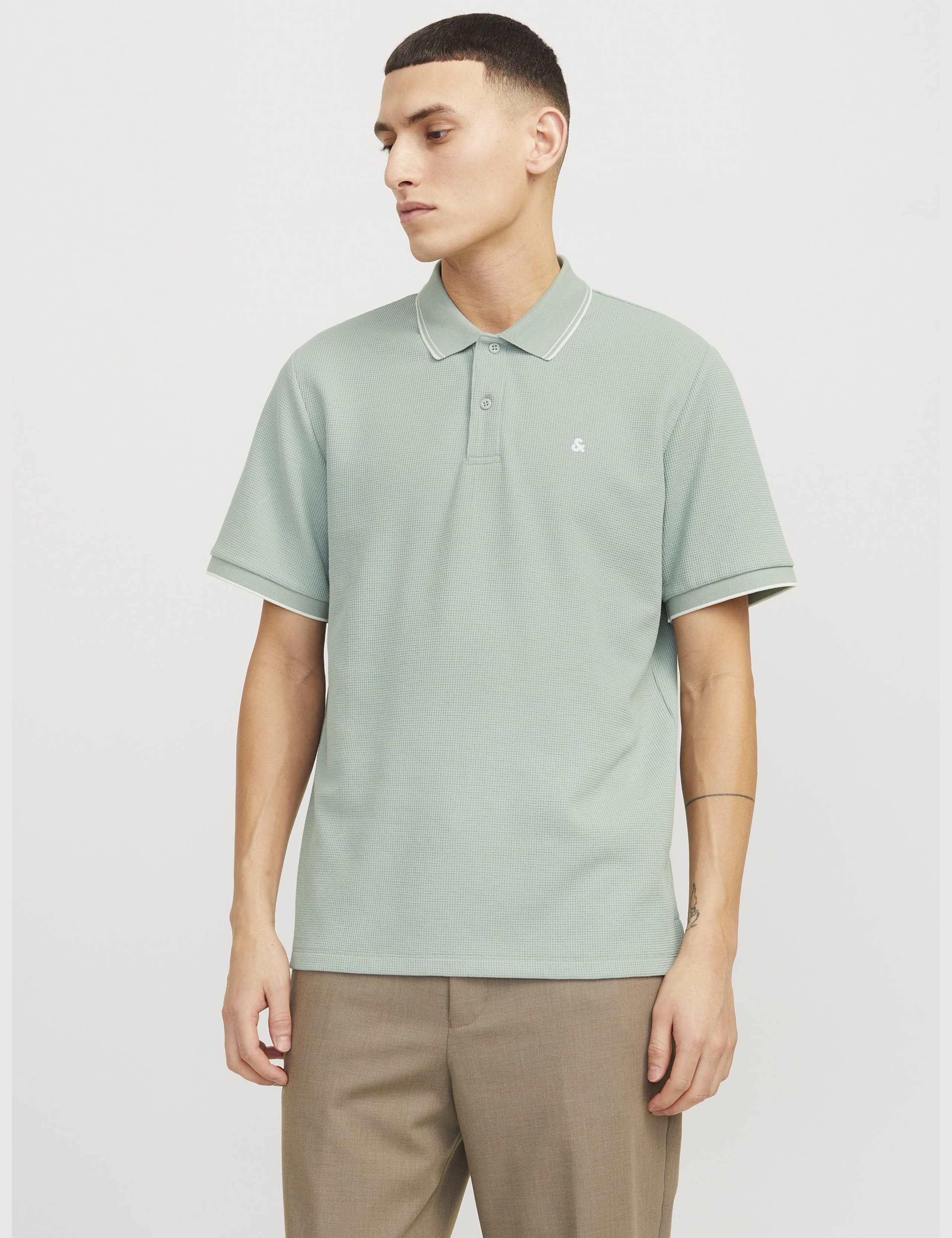 Cotton Blend Waffle Textured Polo Shirt