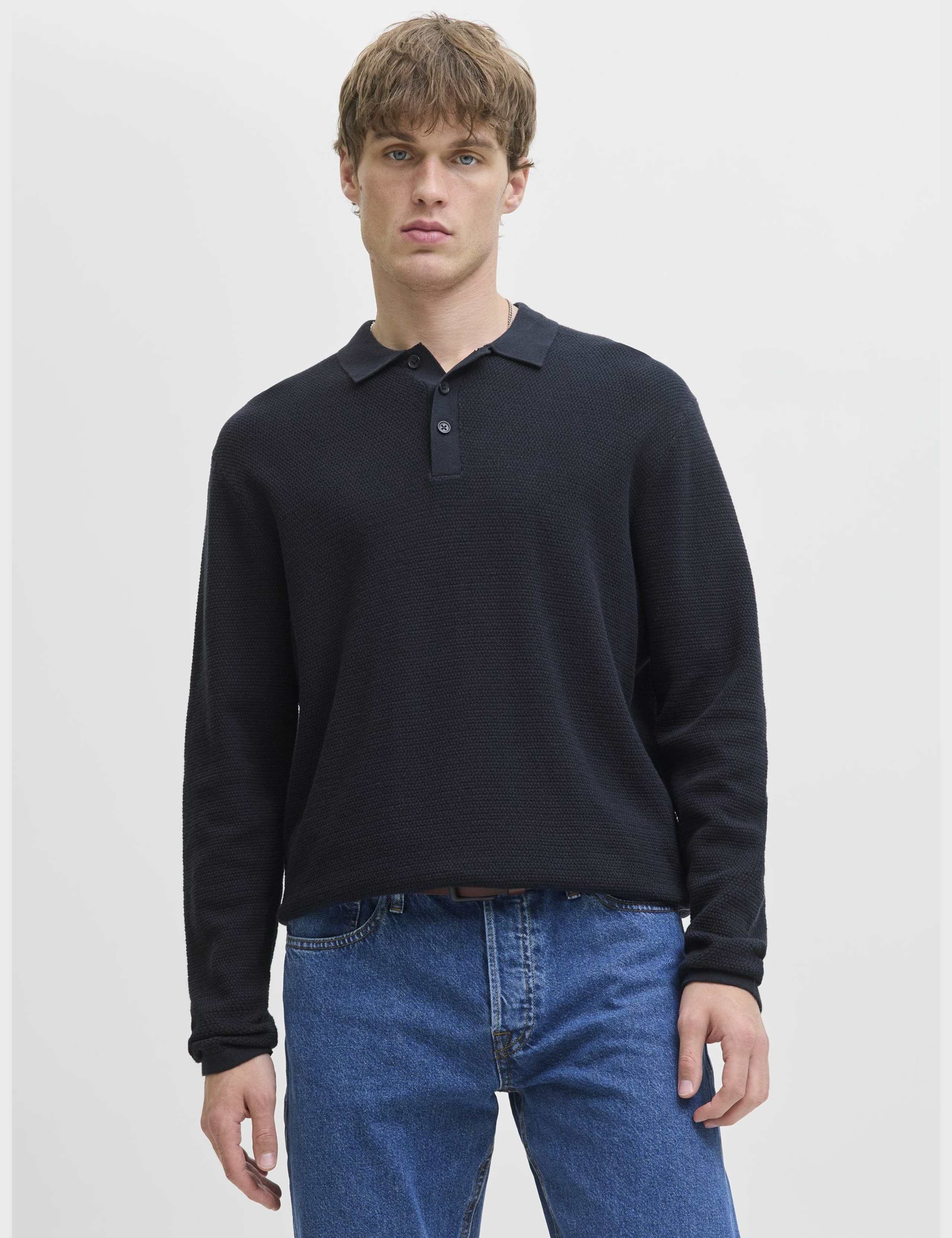 Cotton Rich Textured Knitted Polo Shirt