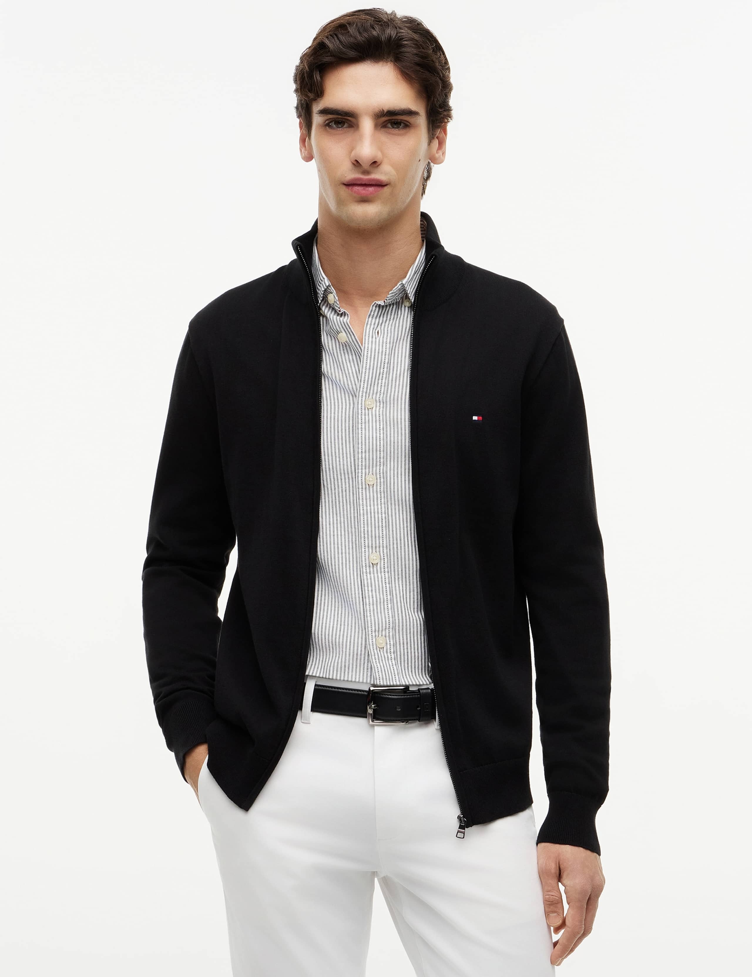 Pure Cotton Zip Up Funnel Neck Cardigan