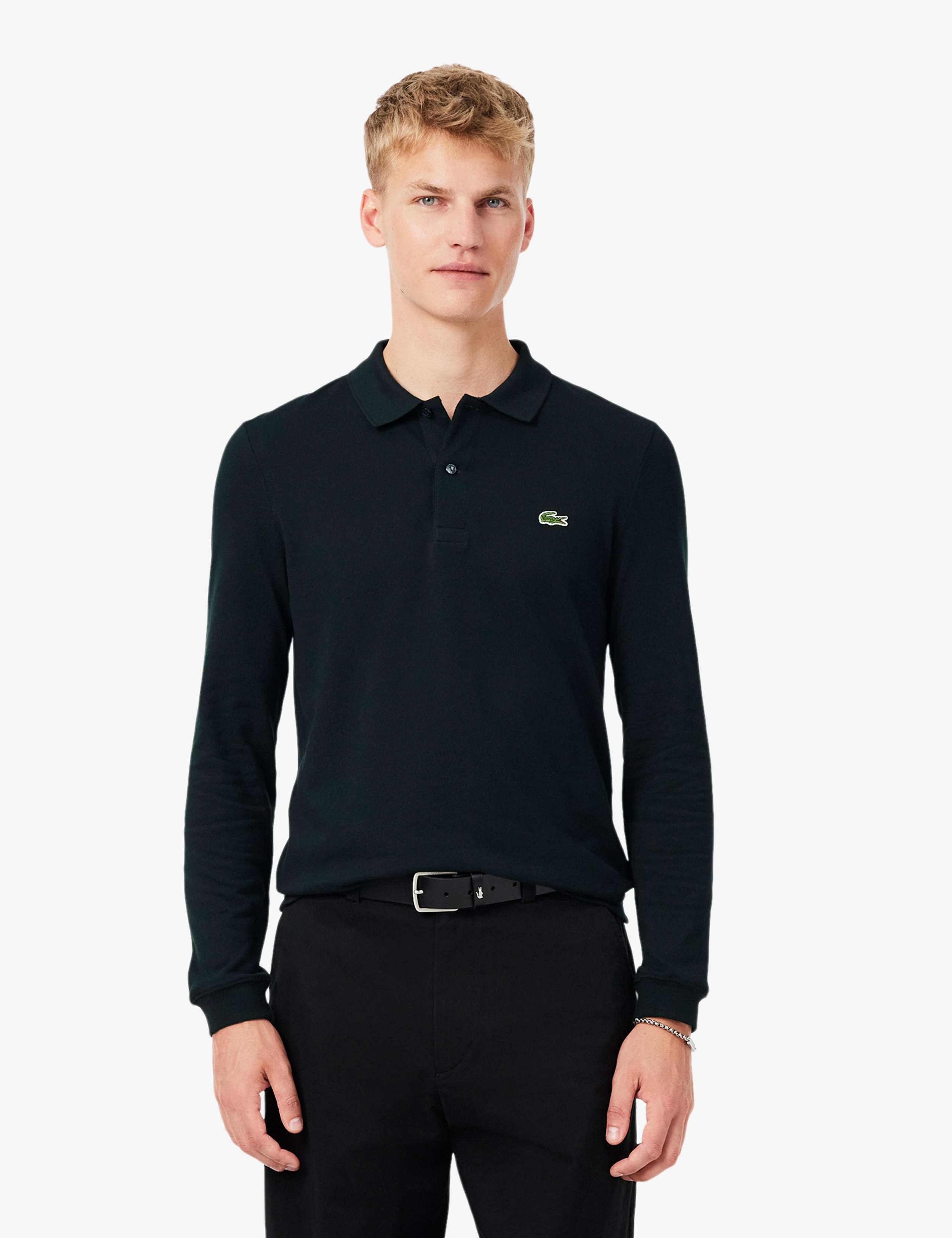 Slim Fit Pure Cotton Long Sleeve Polo Shirt