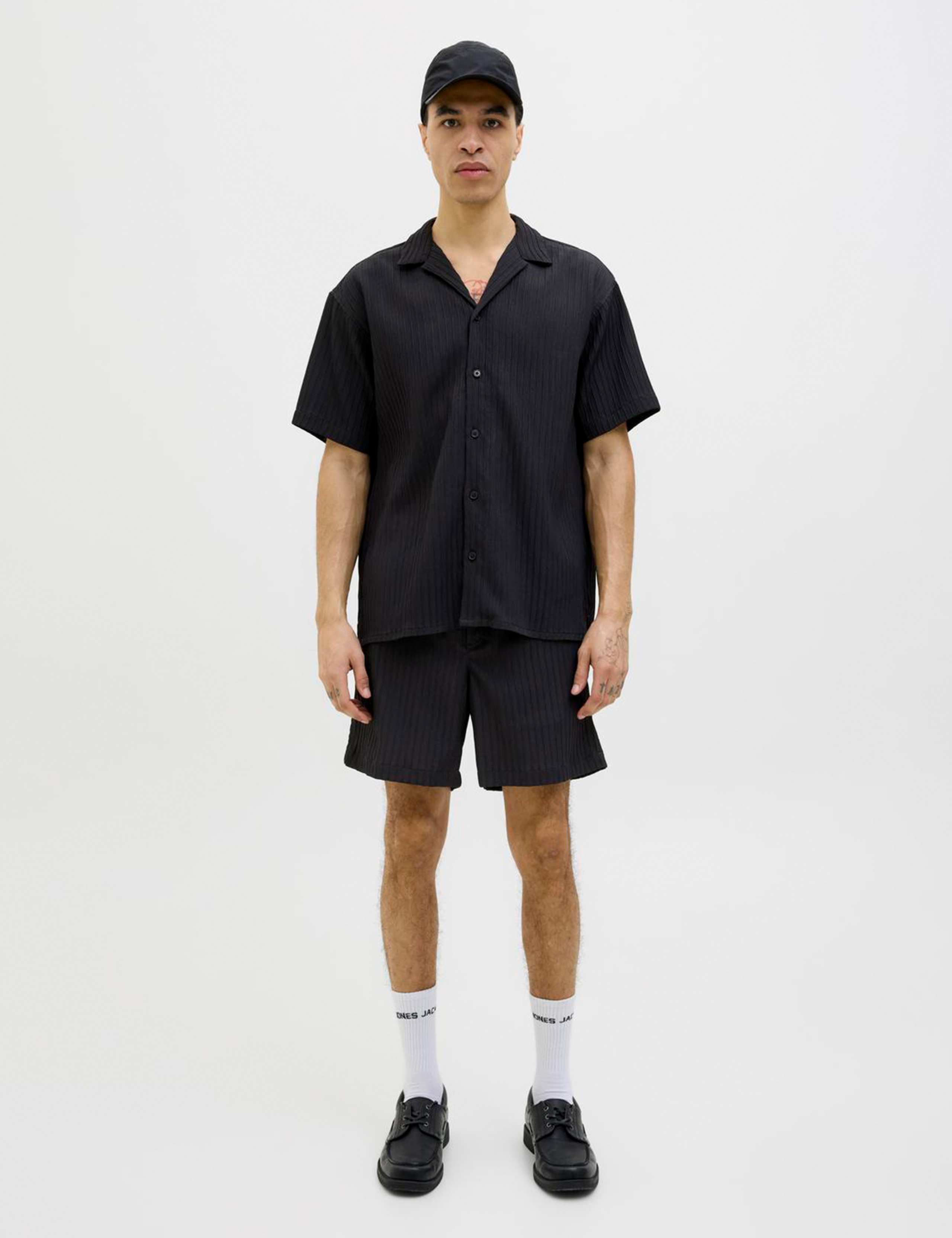 Waffle Textured Shirt And Shorts Set