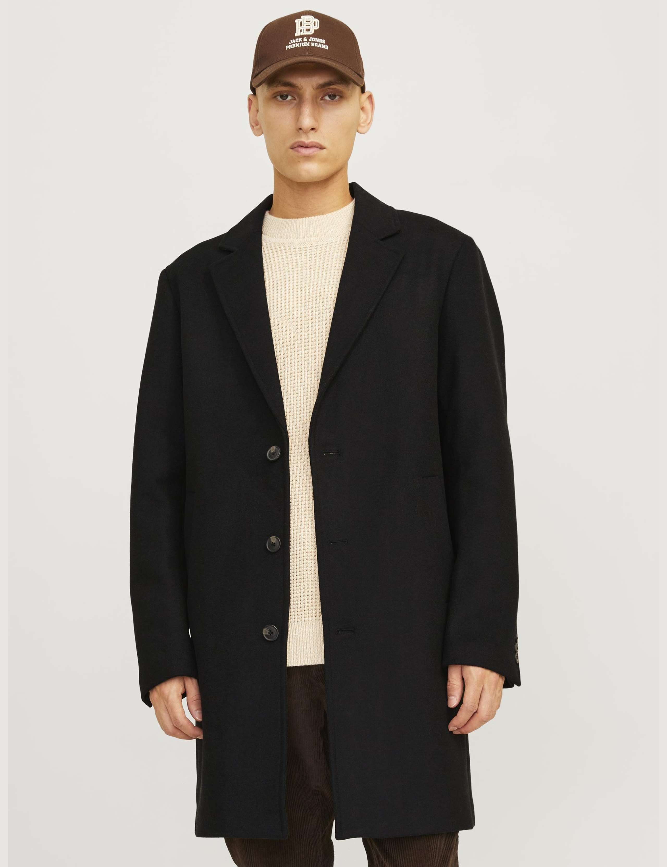 Wool Blend Single Breasted Coat