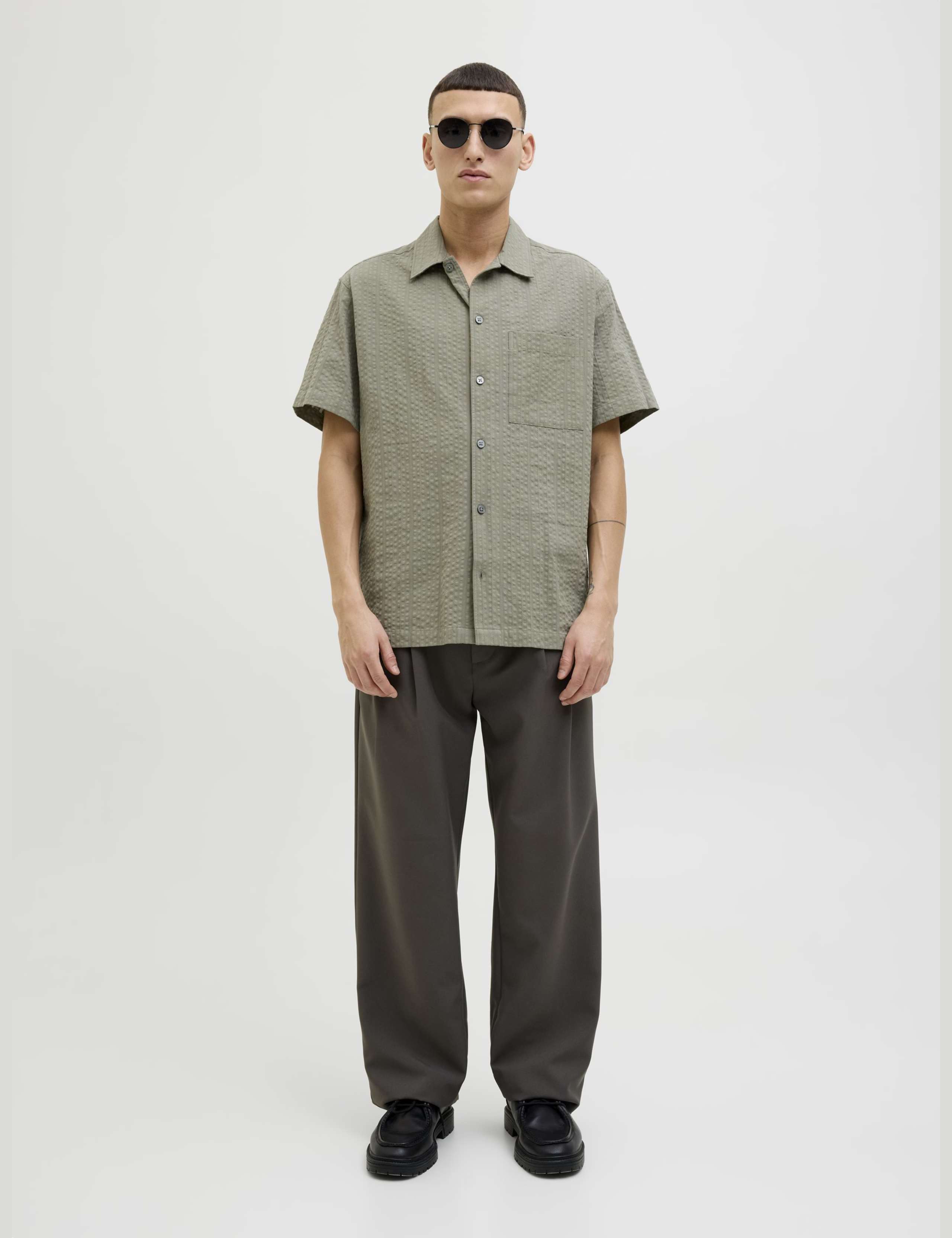 Pure Cotton Seersucker Textured Shirt