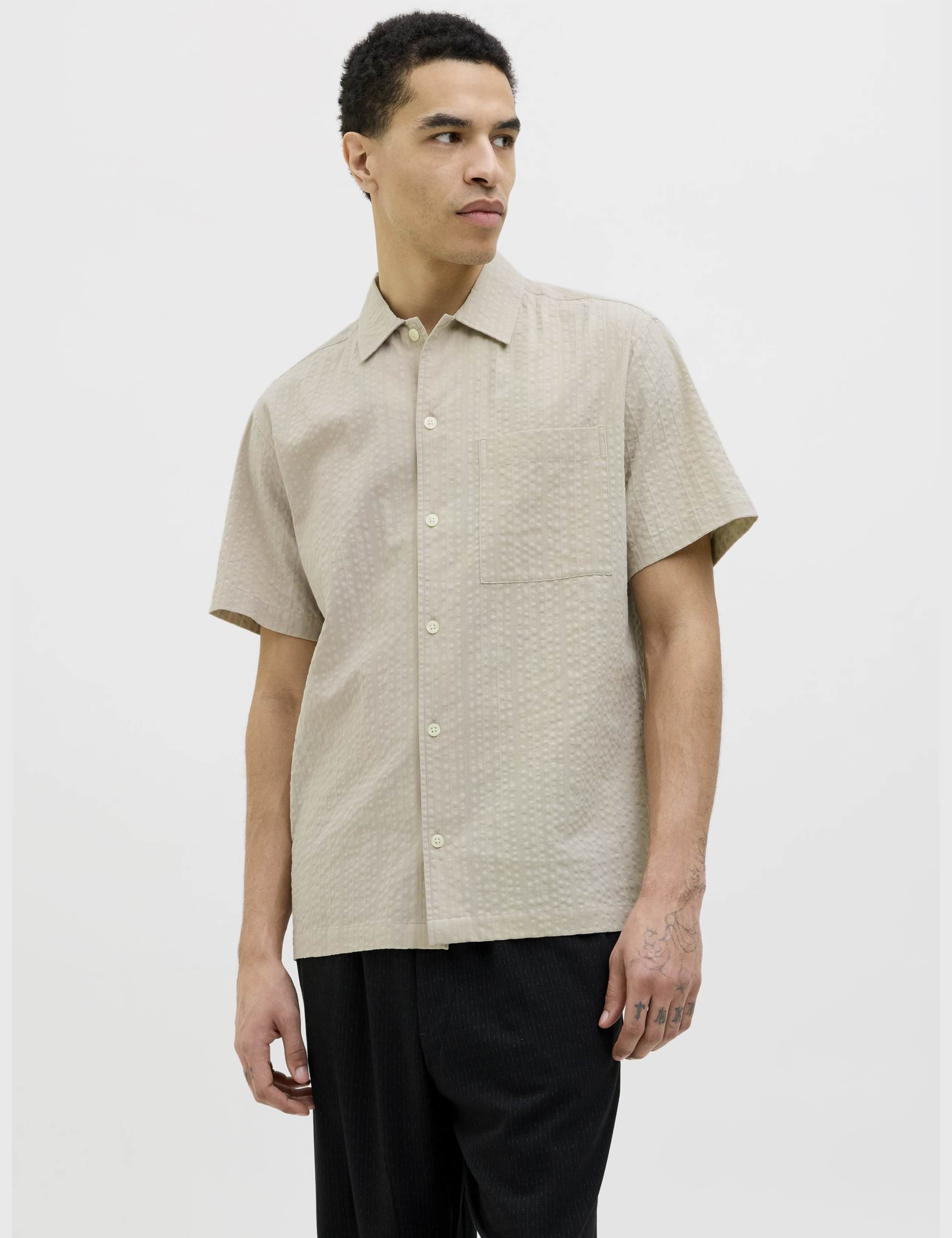 Pure Cotton Seersucker Textured Shirt
