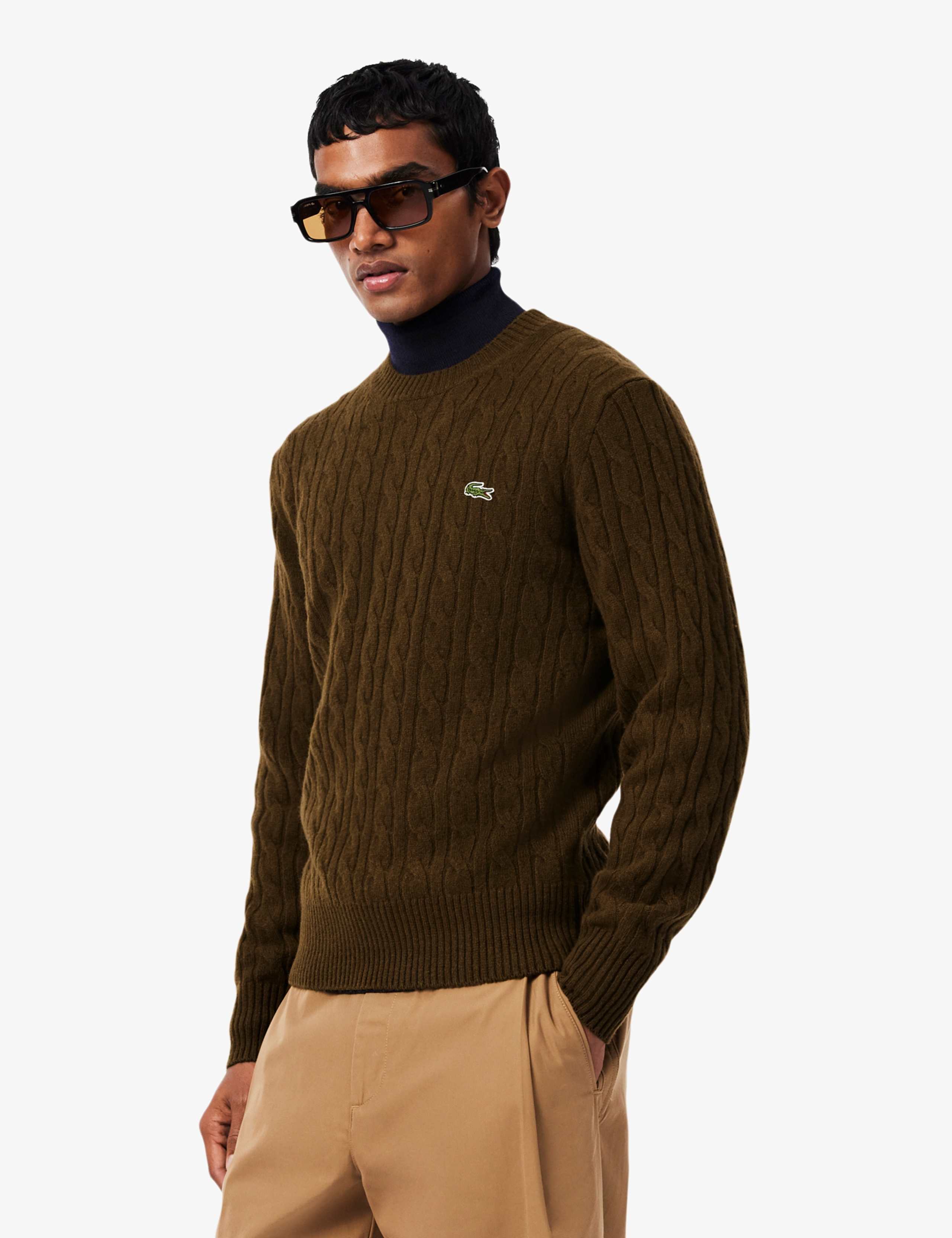 Pure Wool Cable Knit Crew Neck Jumper
