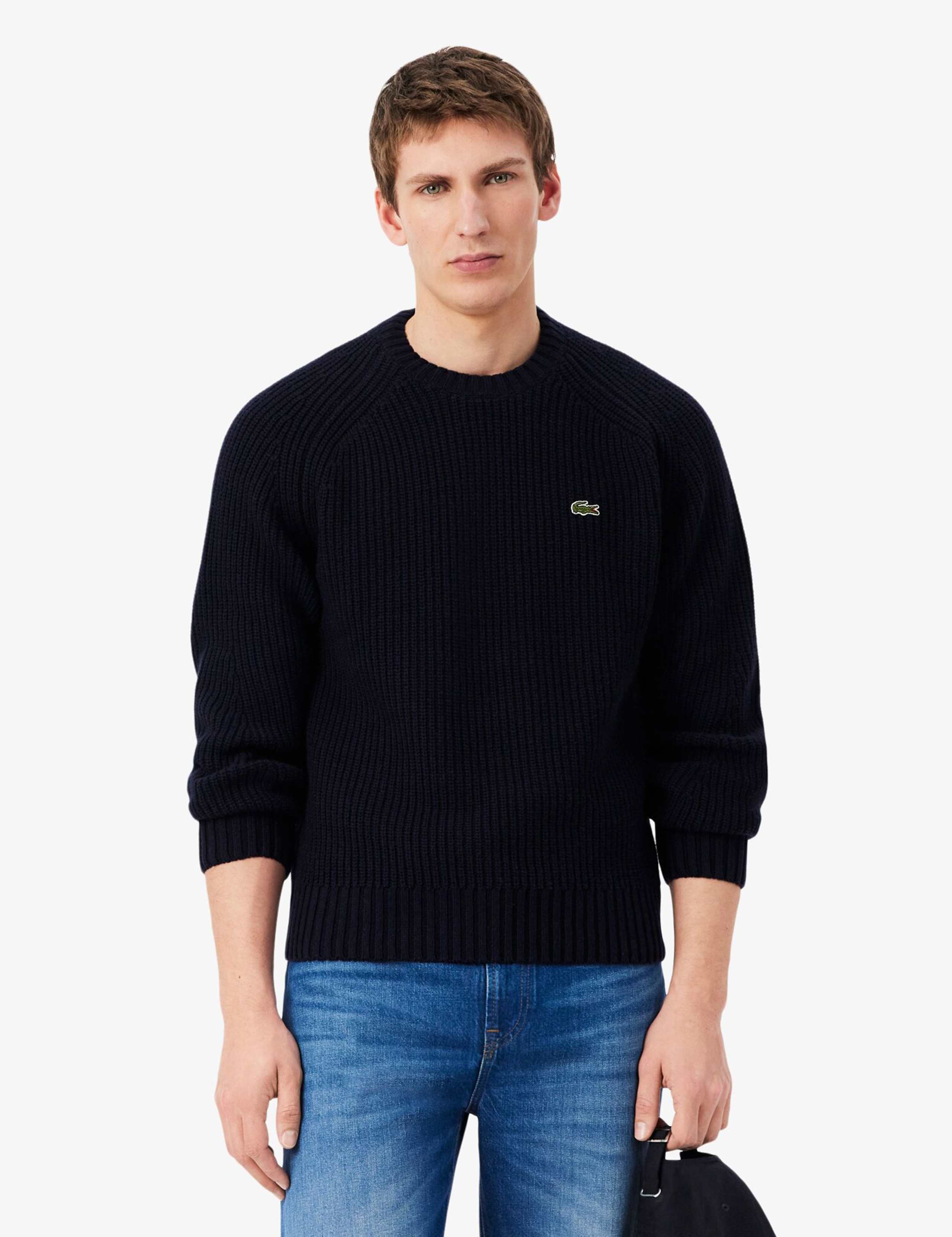 Pure Wool Ribbed Crew Neck Jumper
