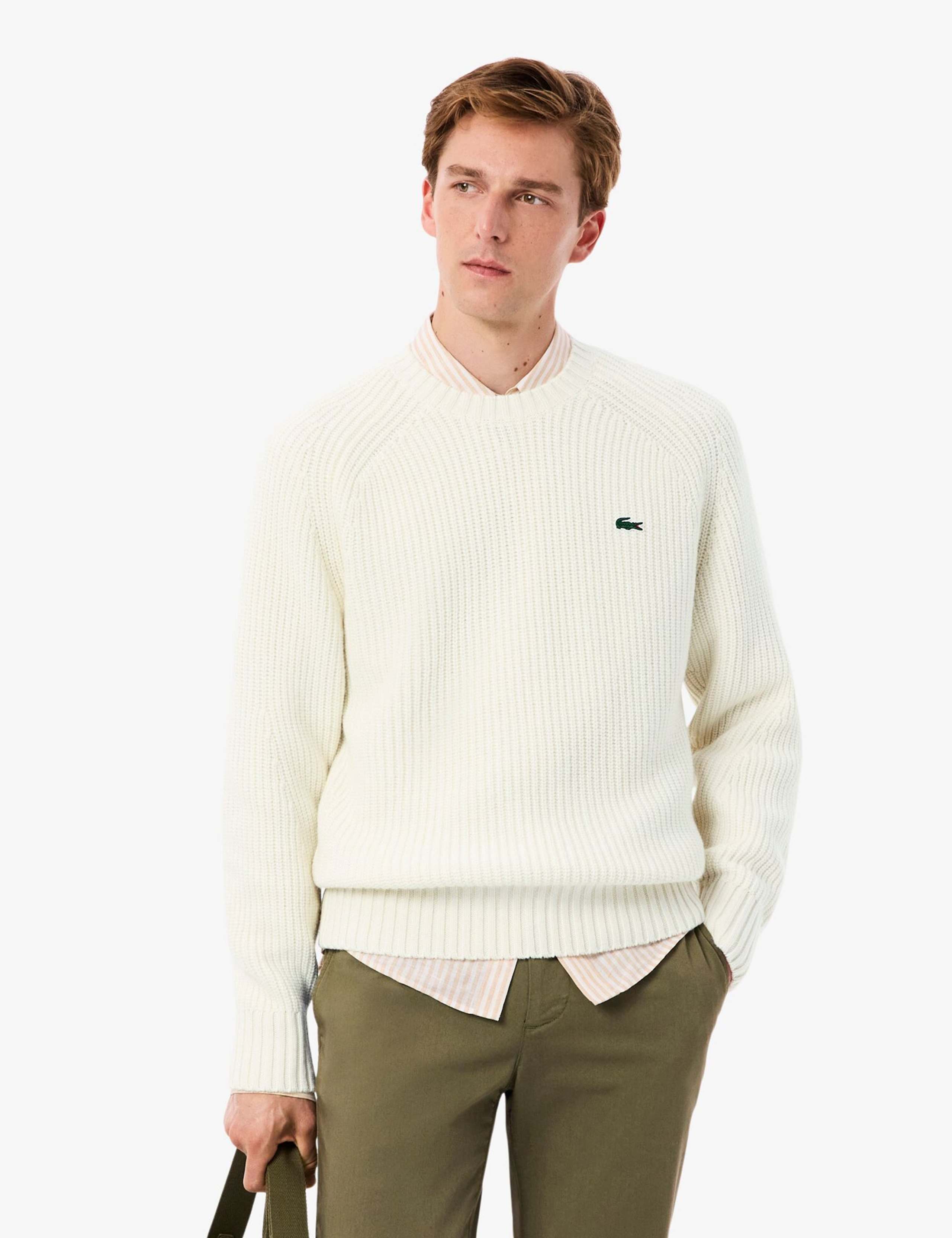 Pure Wool Ribbed Crew Neck Jumper