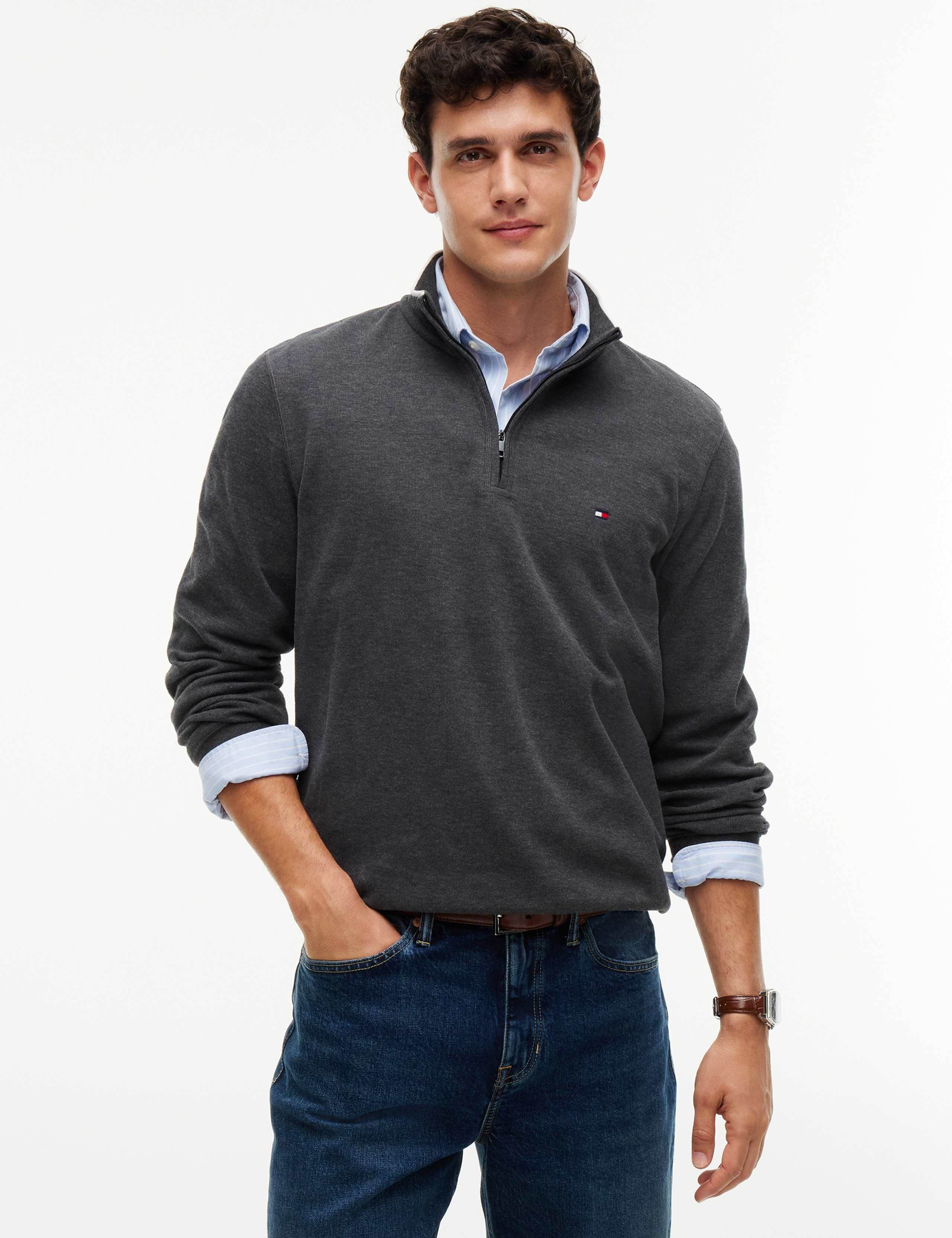 Pure Cotton Half Zip Sweatshirt