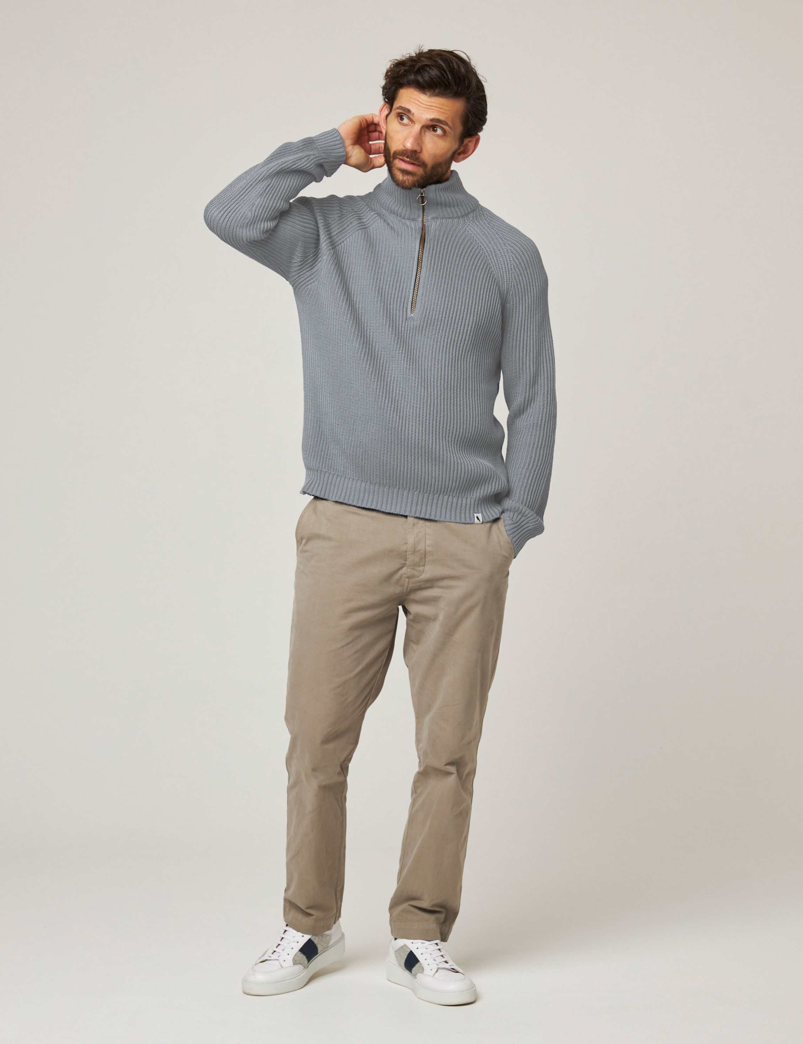 Pure Cotton Ribbed Quarter Zip Jumper