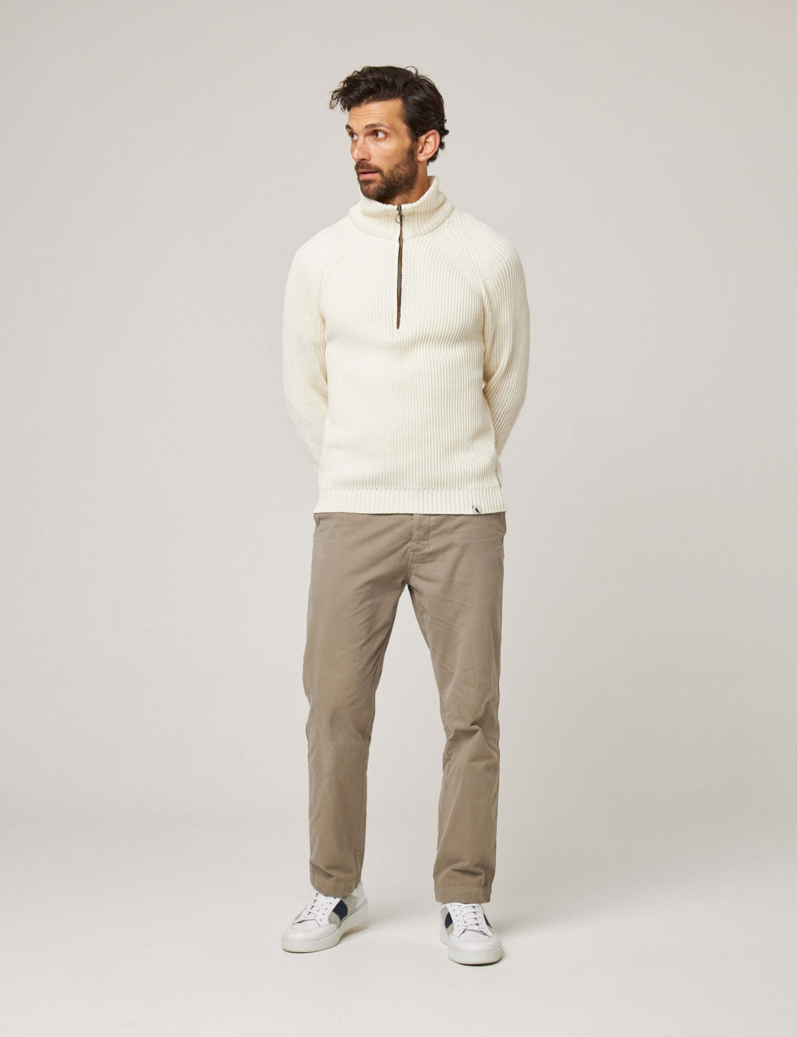 Pure Cotton Ribbed Quarter Zip Jumper