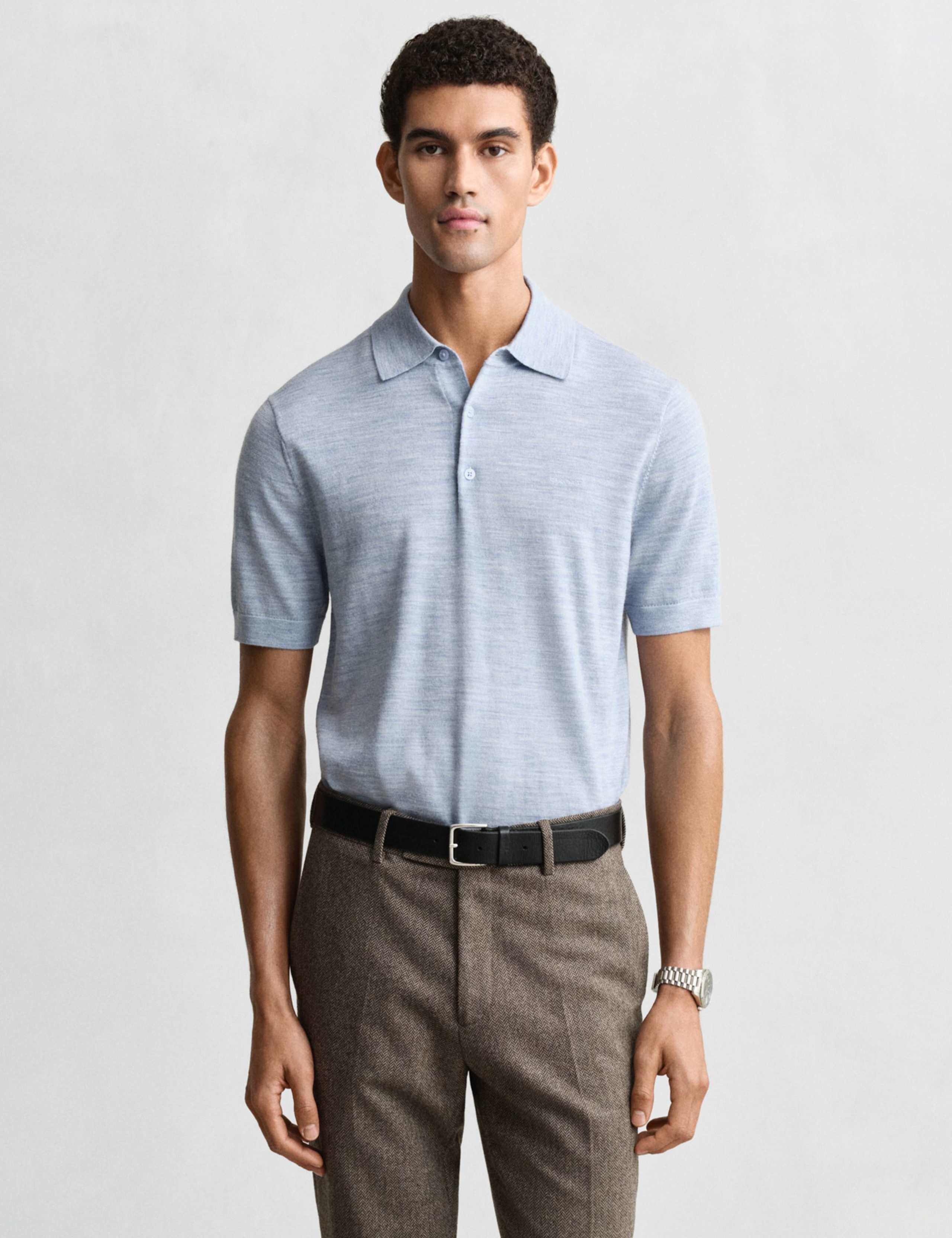 Extra Fine Merino Wool Knitted Polo Shirt