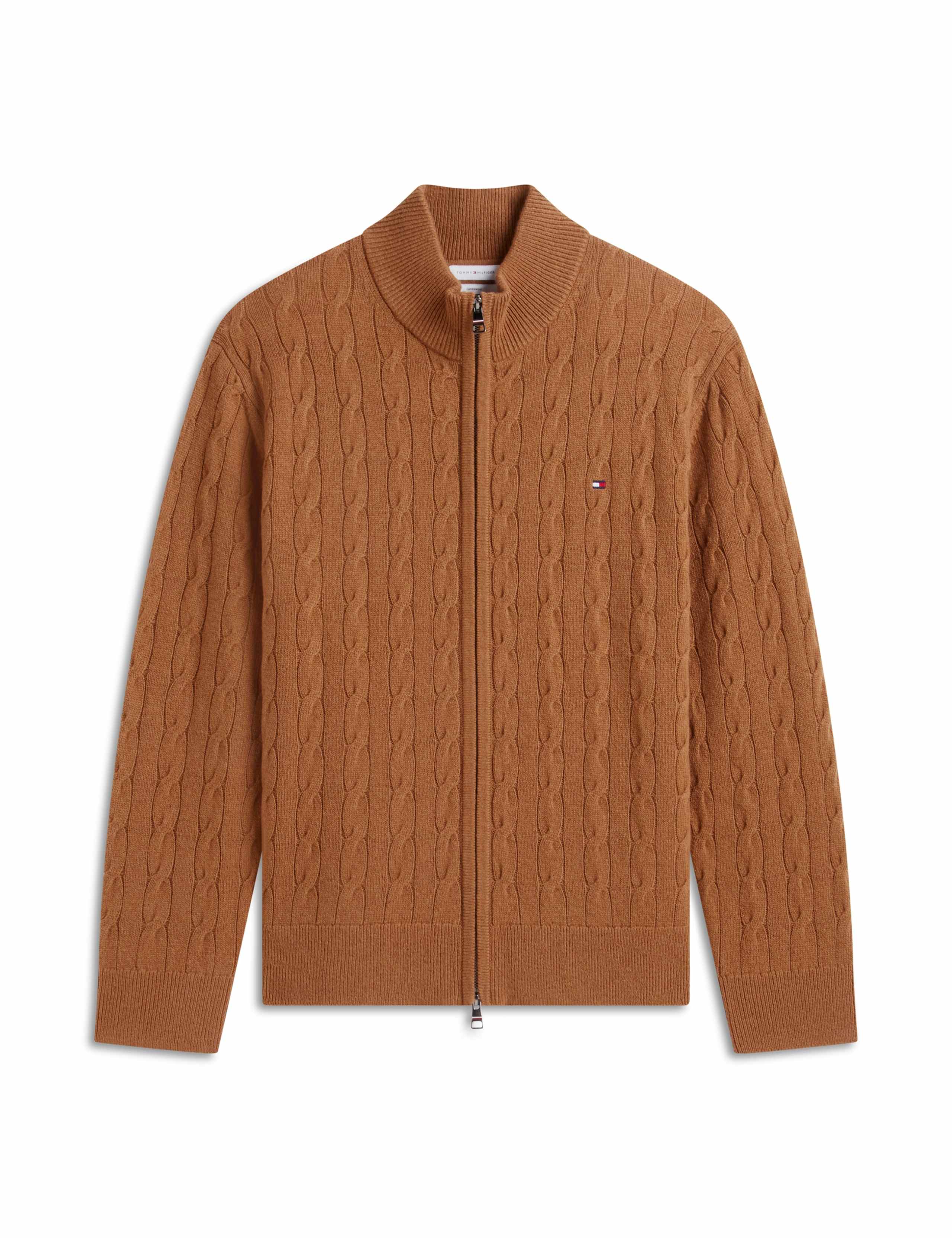 Pure Lambswool Cable Zip Up Cardigan