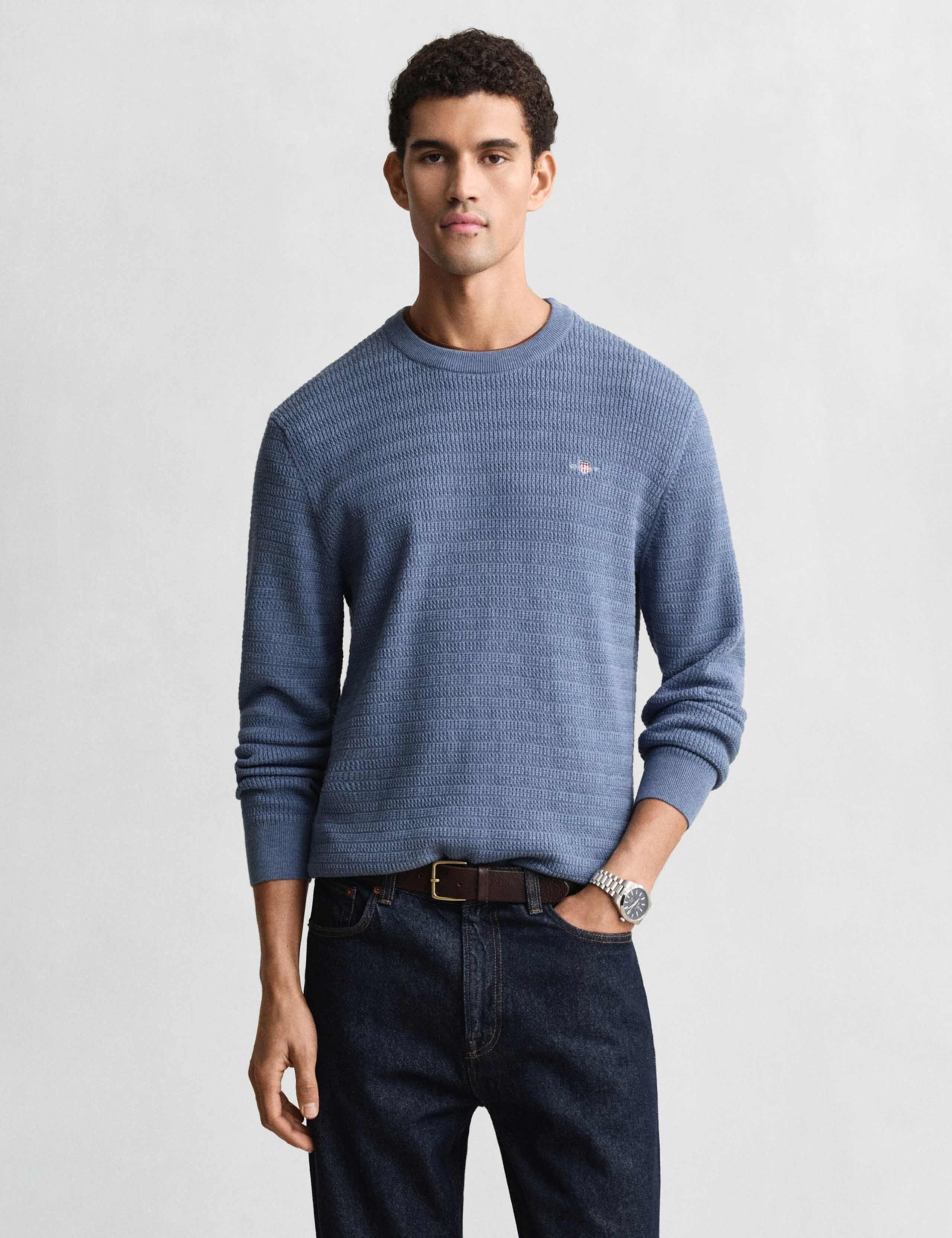 Pure Cotton Cable Crew Neck Jumper
