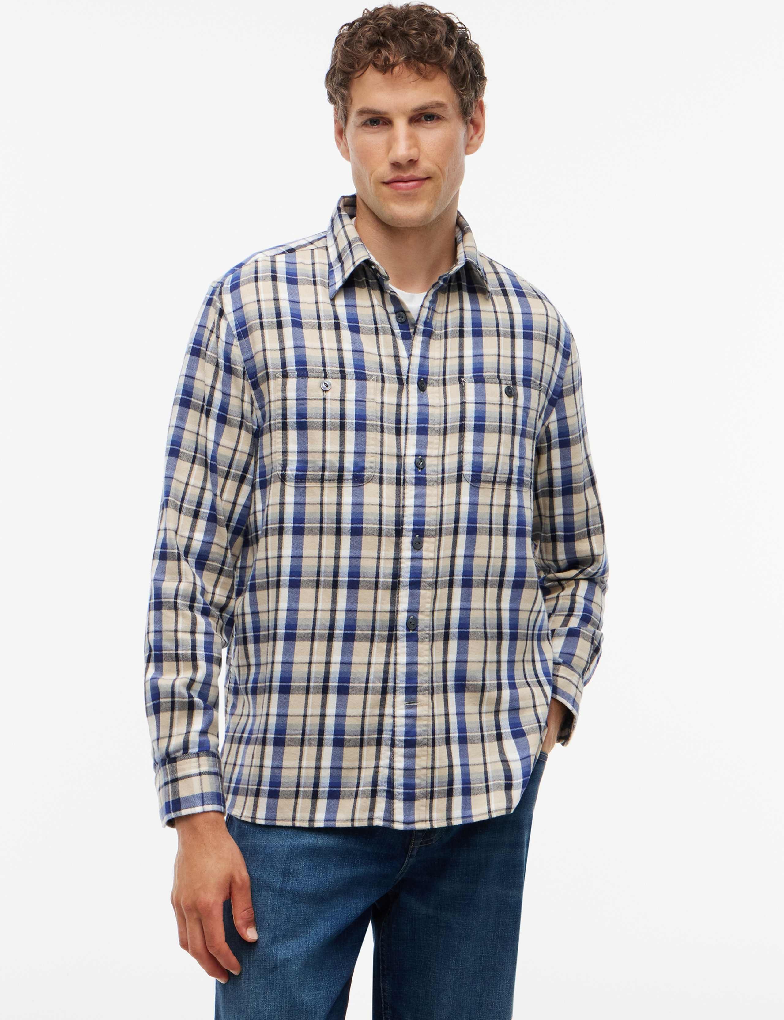 Regular Fit Pure Cotton Check Flannel Shirt