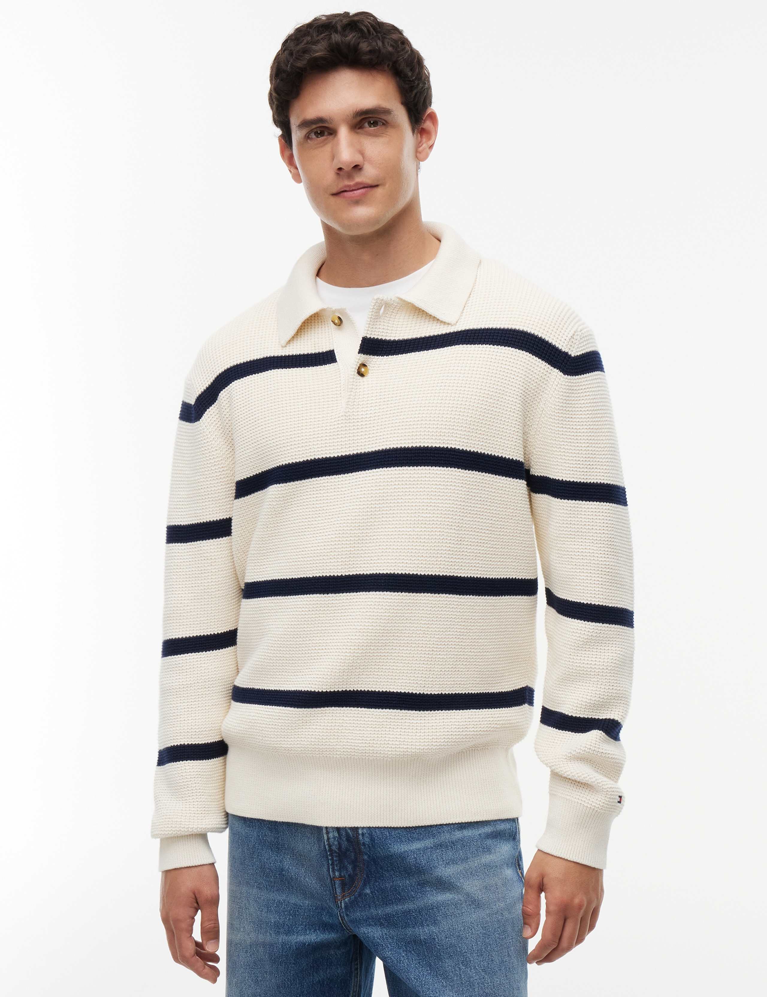 Pure Cotton Waffle Striped Rugby Shirt