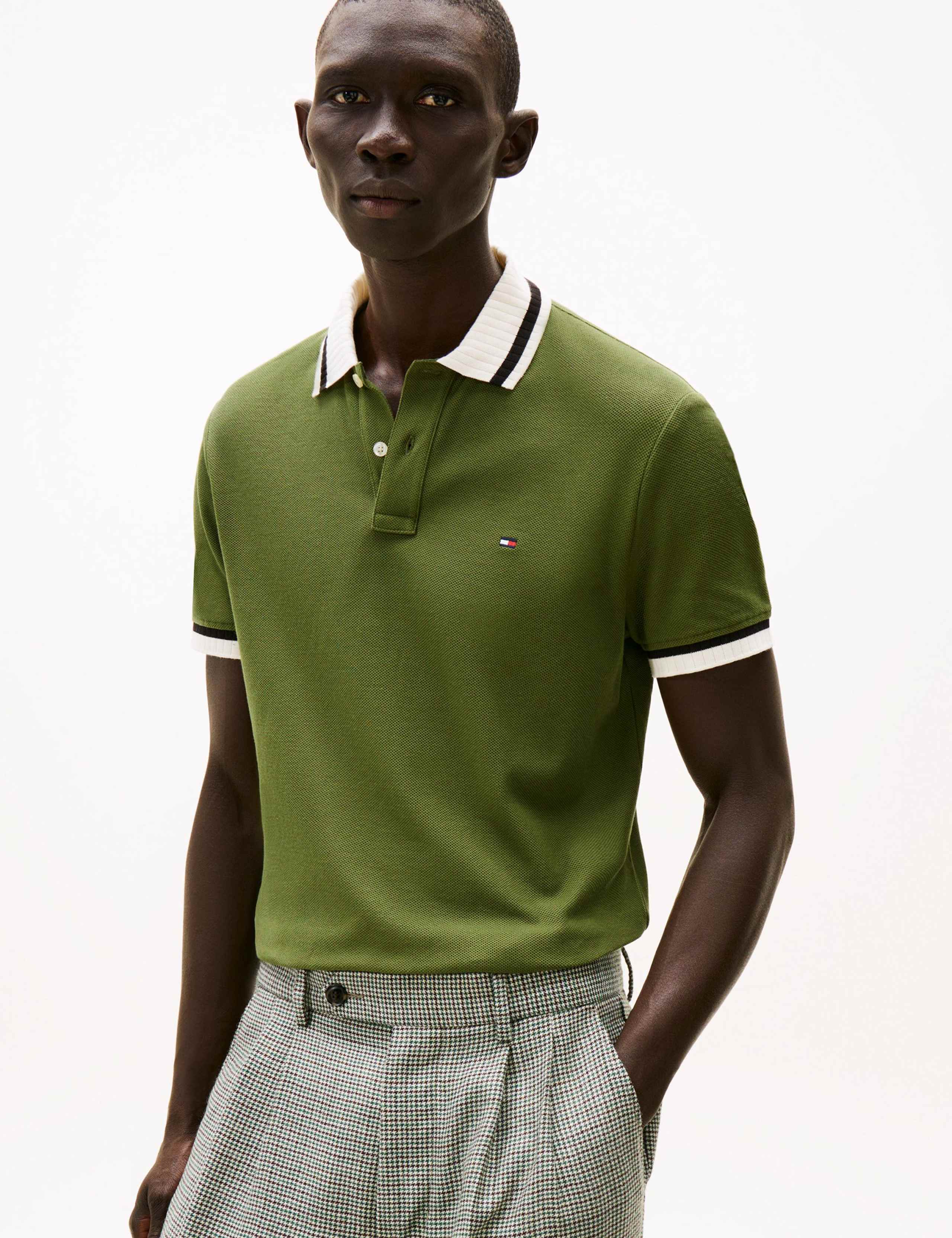 Pure Cotton Pique Knitted Collar Polo Shirt