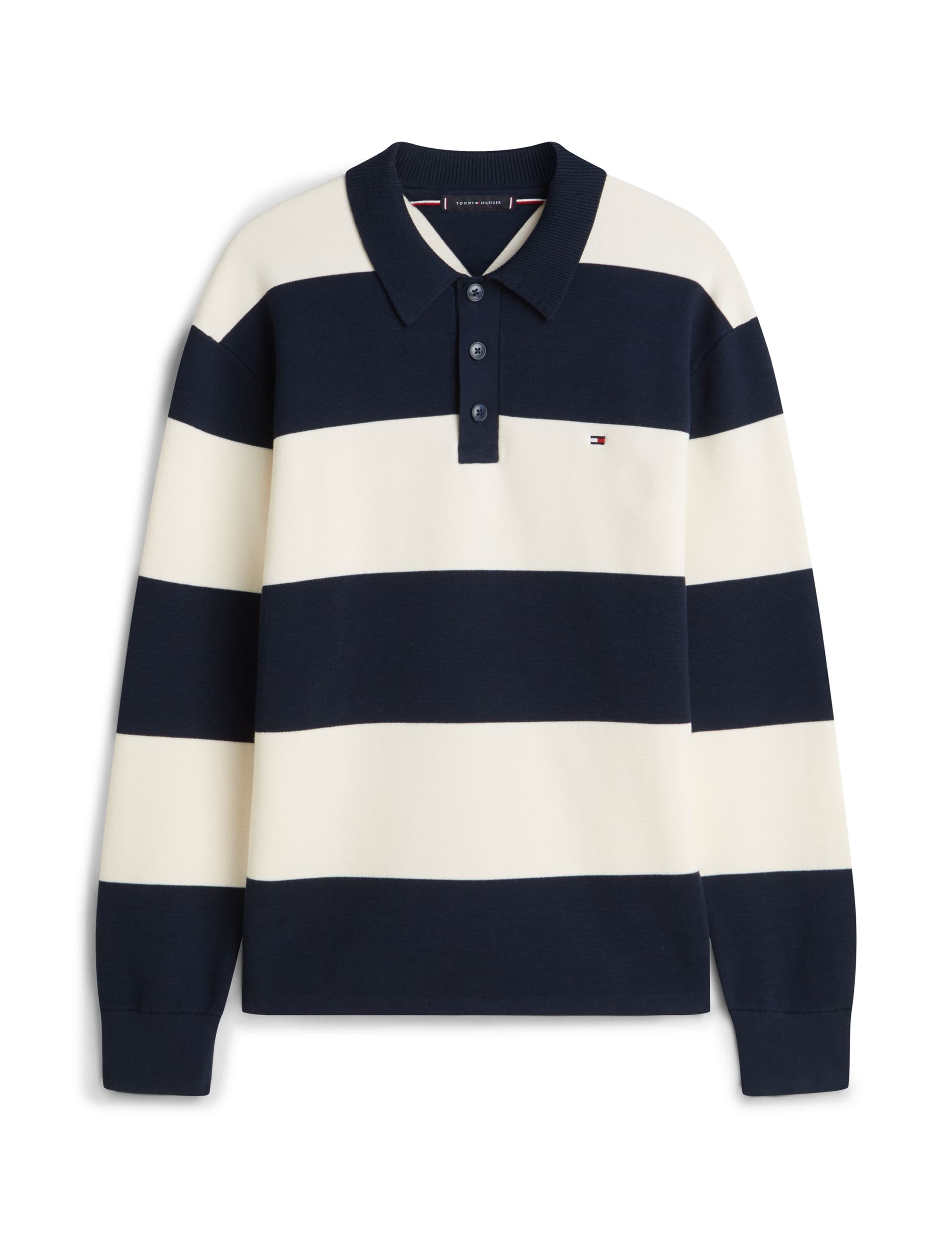 Cotton Blend Striped Knitted Polo Shirt