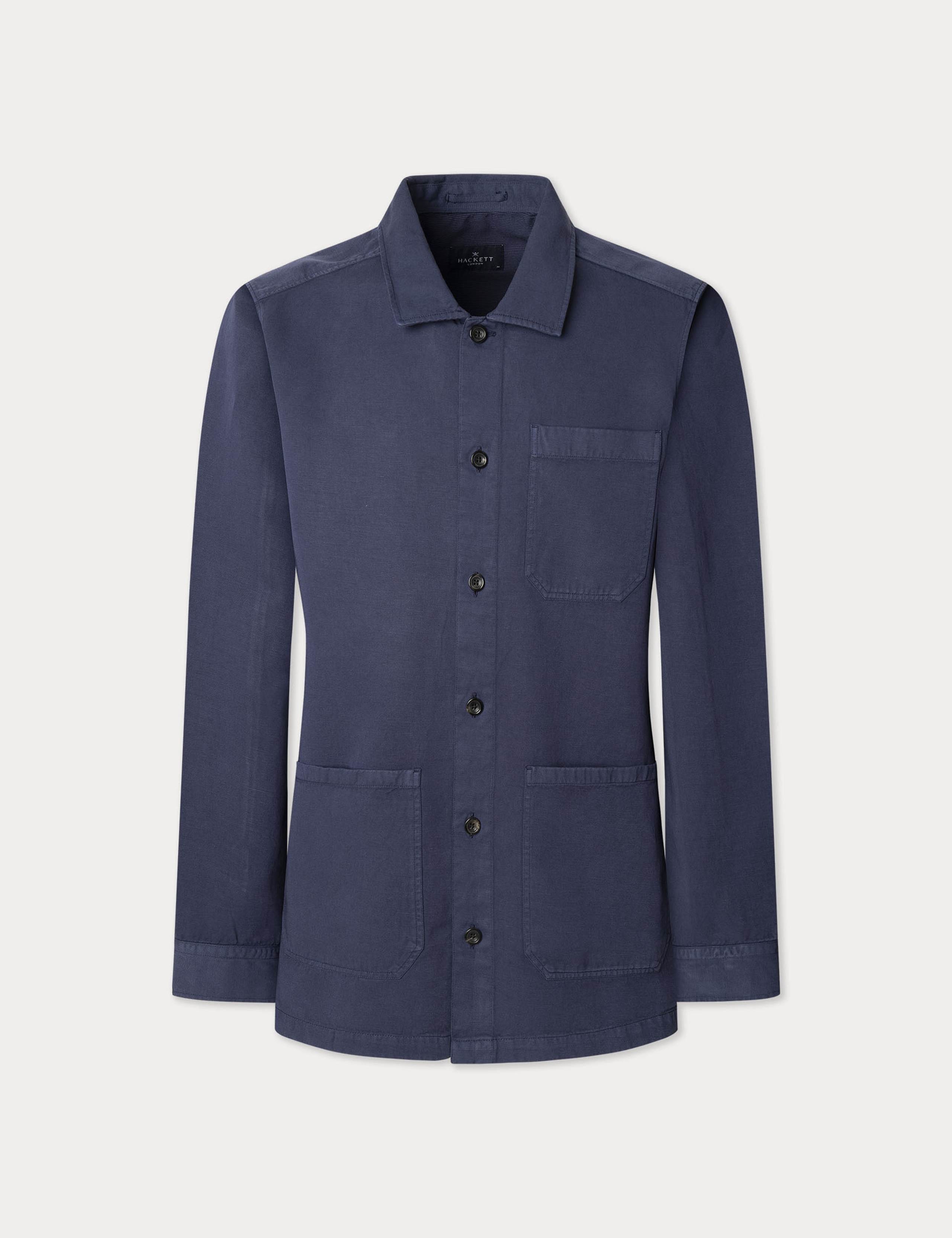 Linen Blend Utility Overshirt