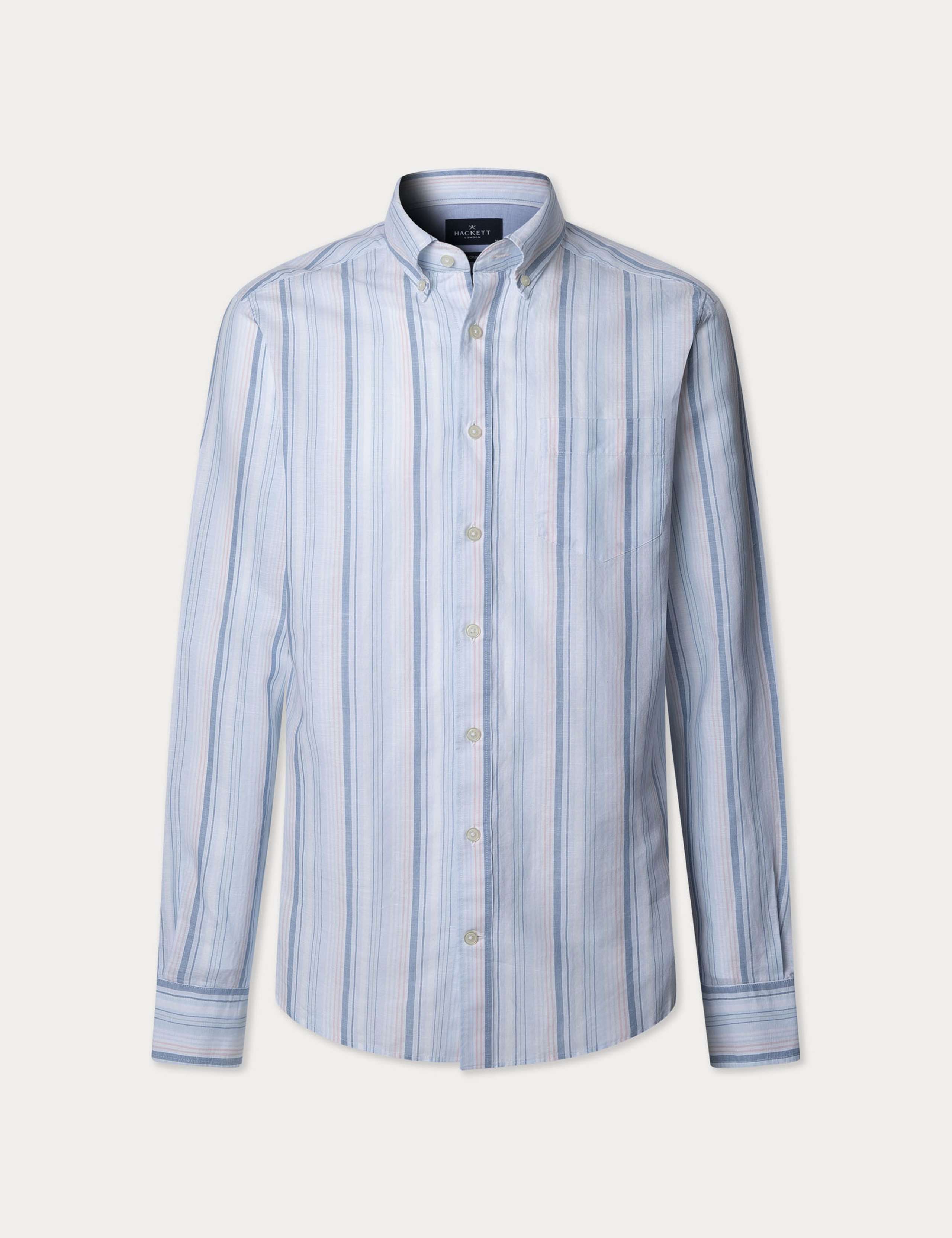 Regular Fit Linen Blend Striped Shirt