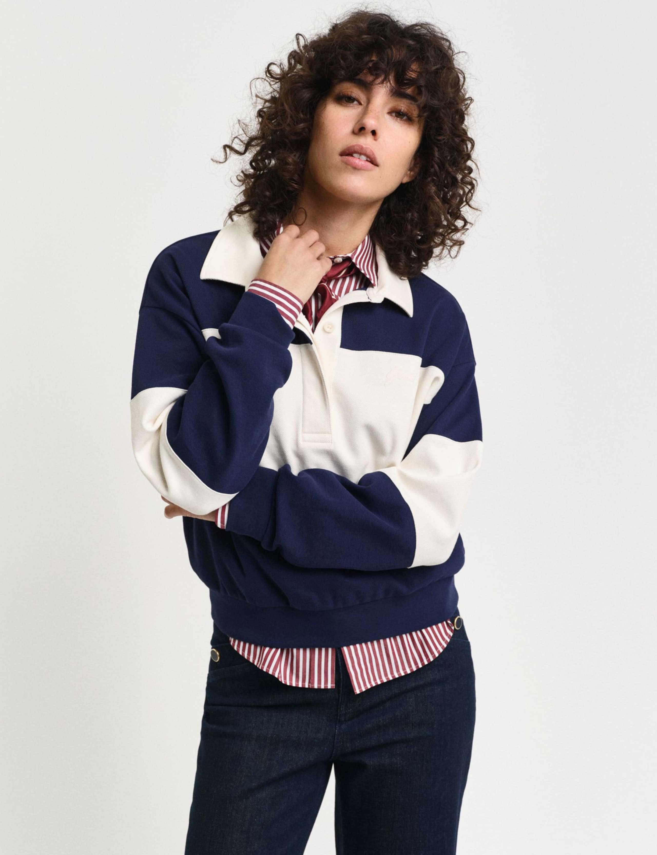 Pure Cotton Colour Block Rugby Top