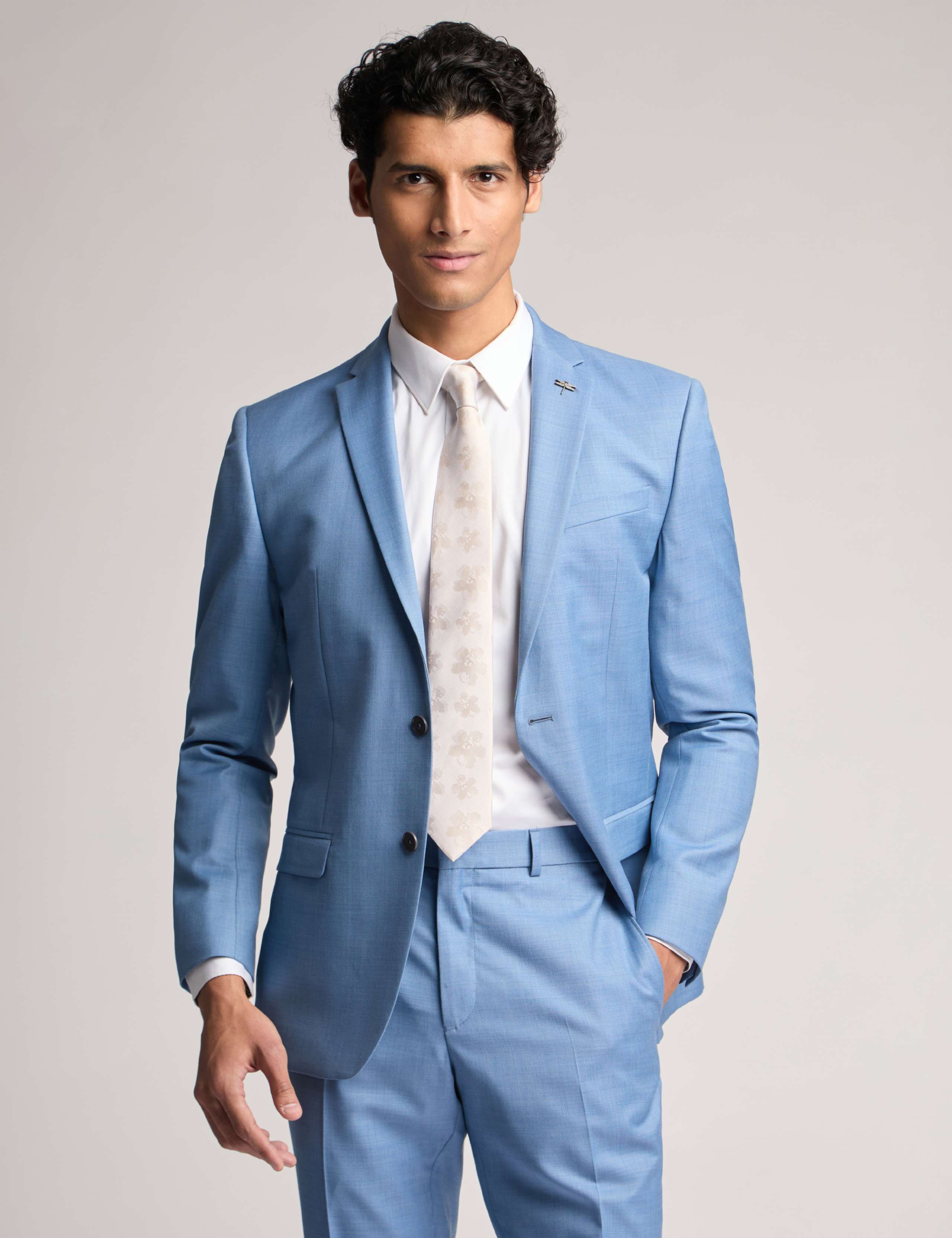 Slim Fit Wool Rich Sharkskin Suit Jacket