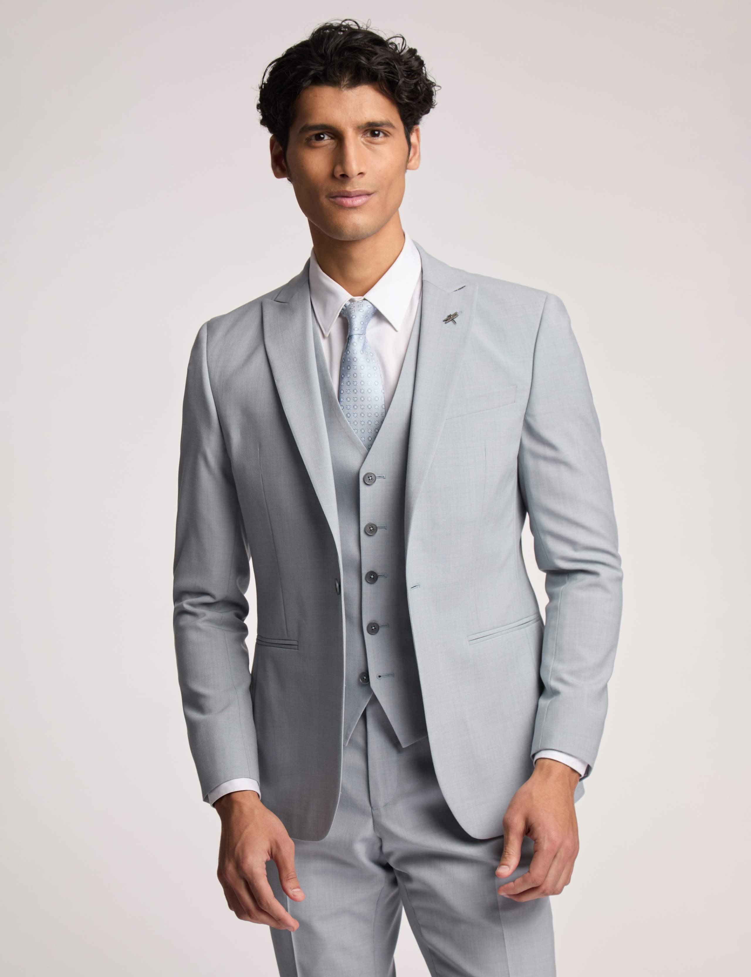 Slim Fit Wool Rich Sharkskin Suit Jacket
