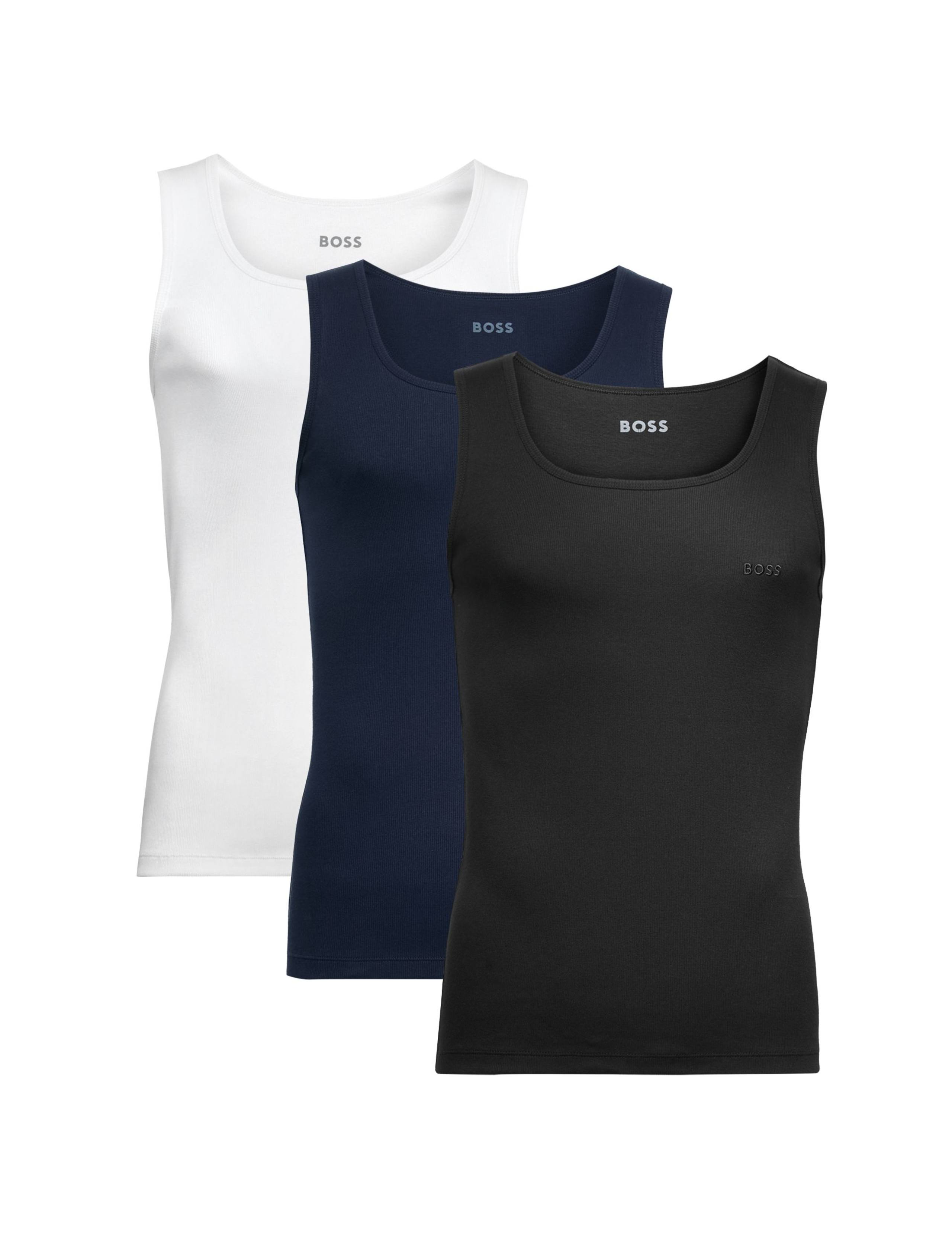 3 Pack Pure Cotton Ribbed Tank Tops