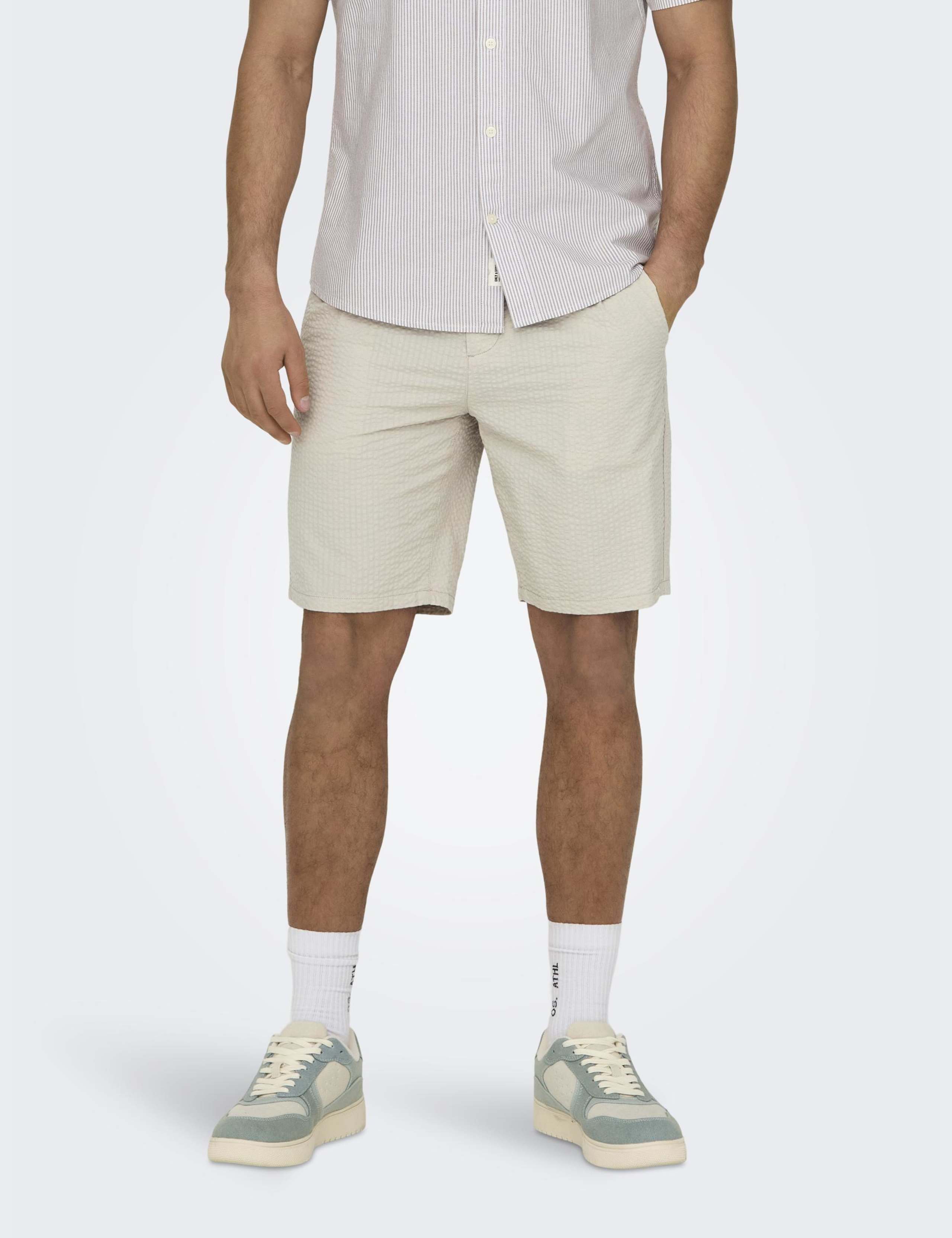 Seersucker Drawstring Shorts
