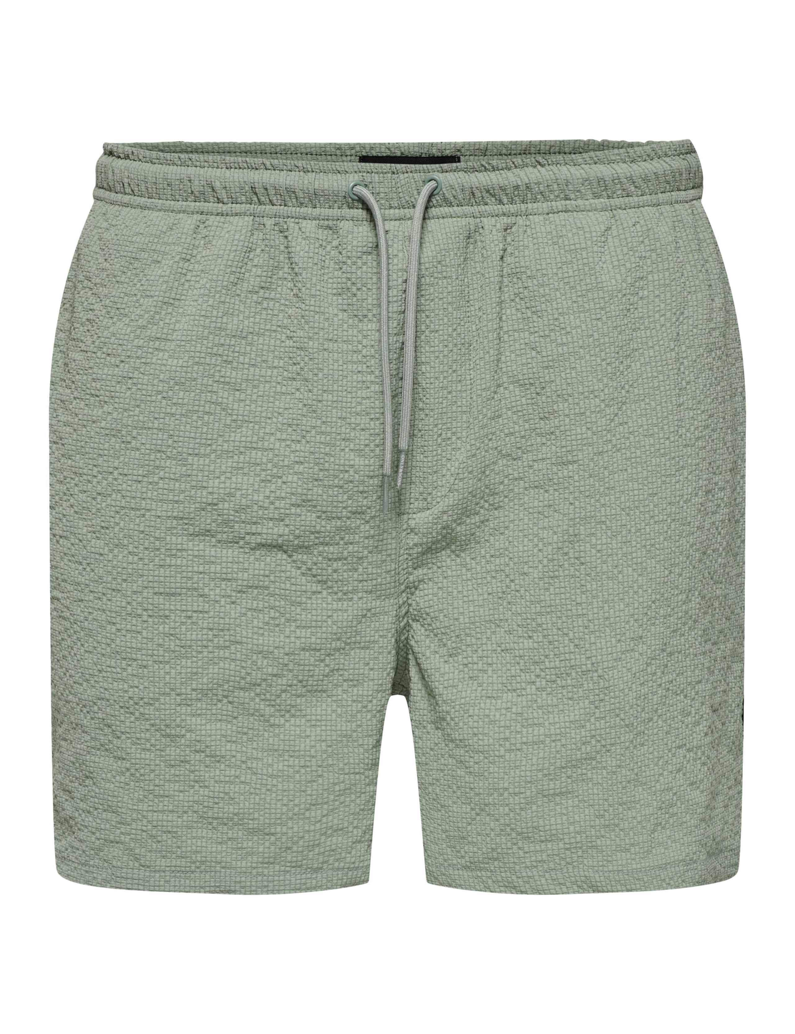 Seersucker Drawstring Swim Shorts