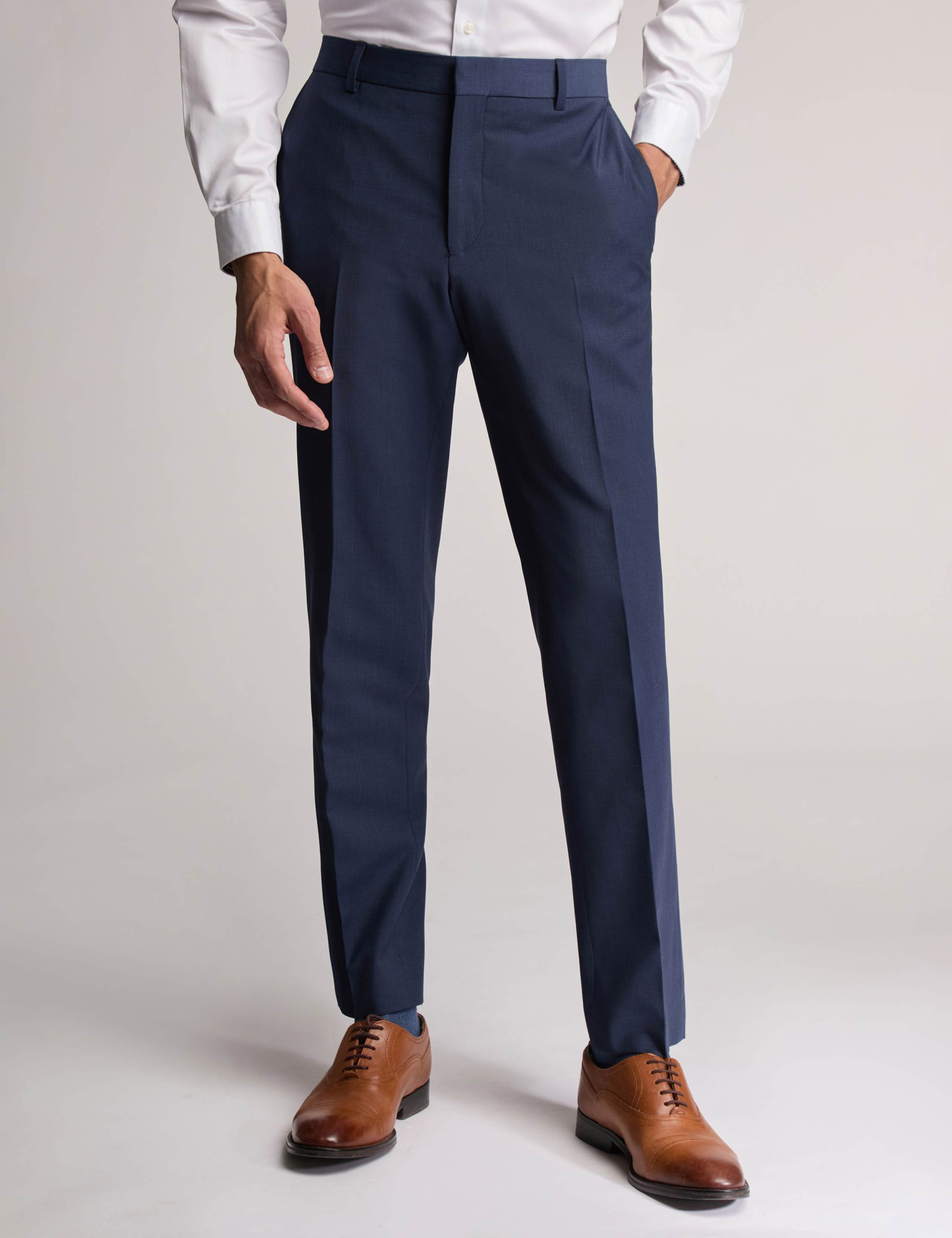 Slim Fit Wool Rich Flat Front Trousers