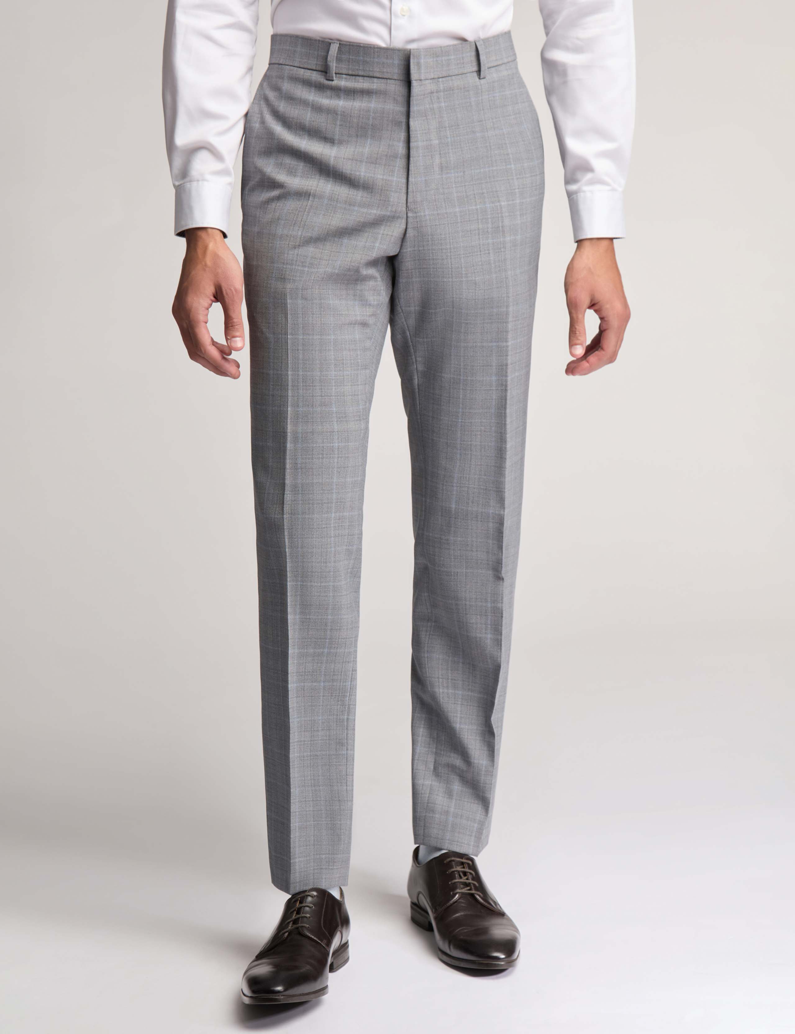 Slim Fit Wool Rich Check Flat Front Trousers