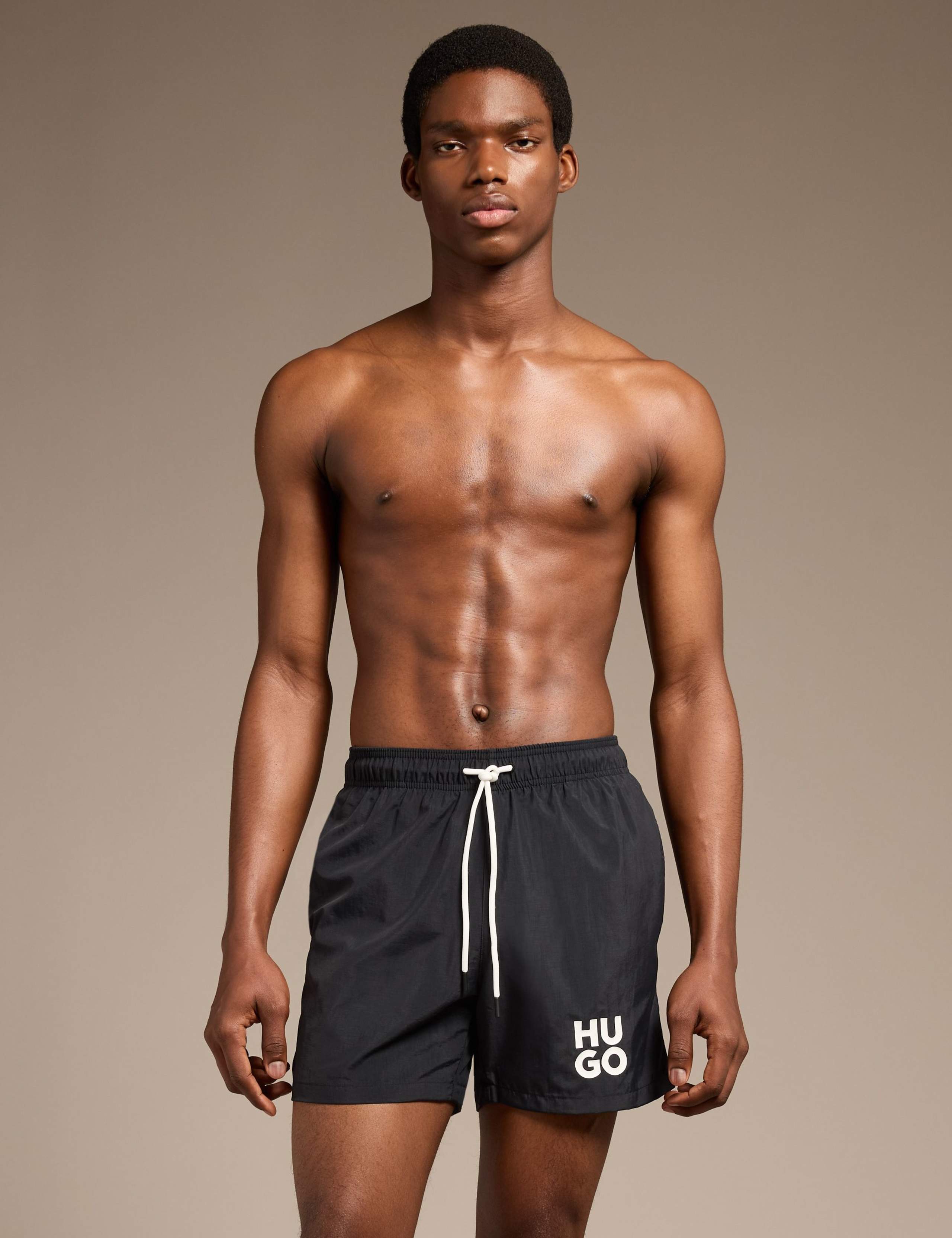 Quick Dry Pocketed Logo Graphic Swim Shorts