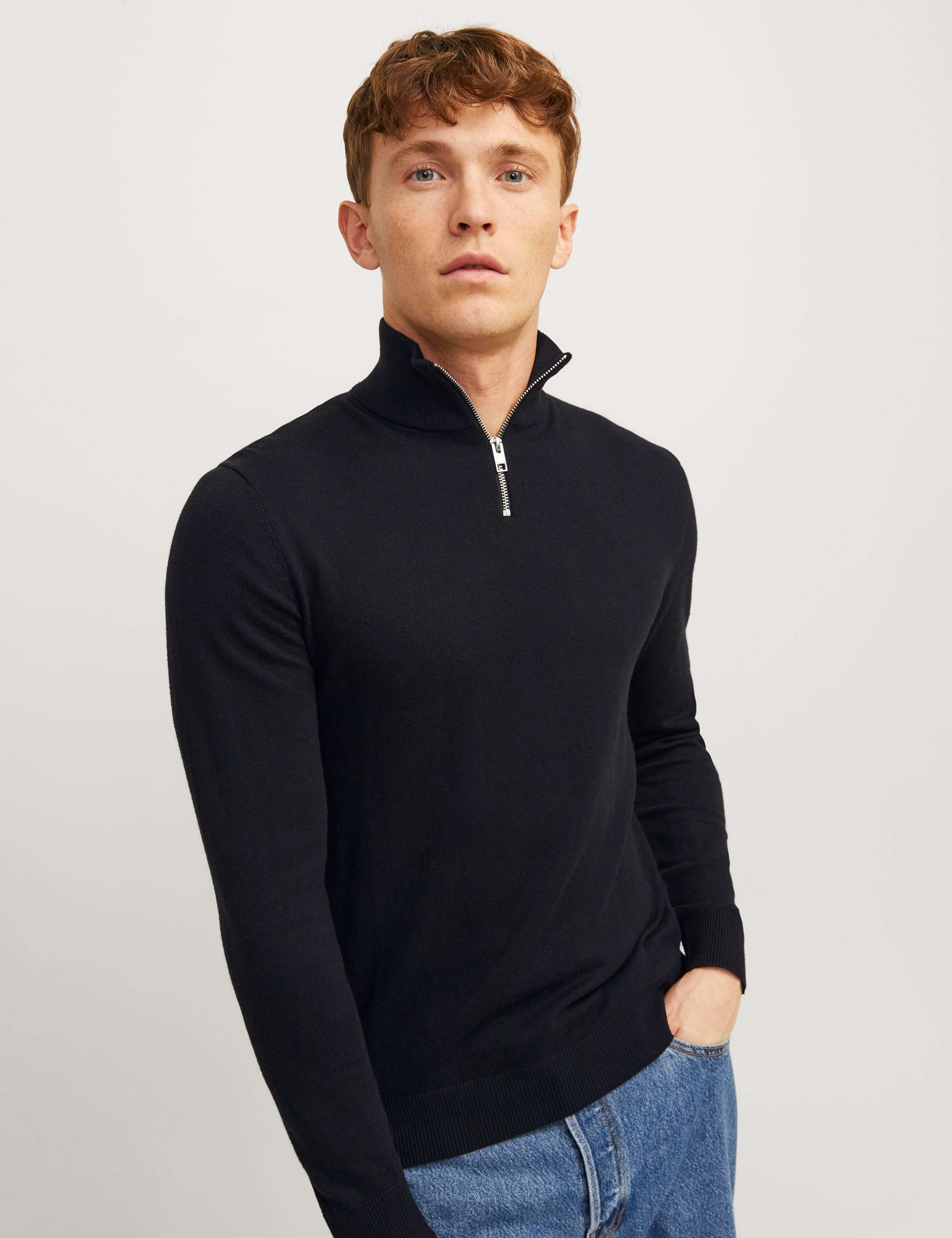 Cotton Rich Half Zip Jumper