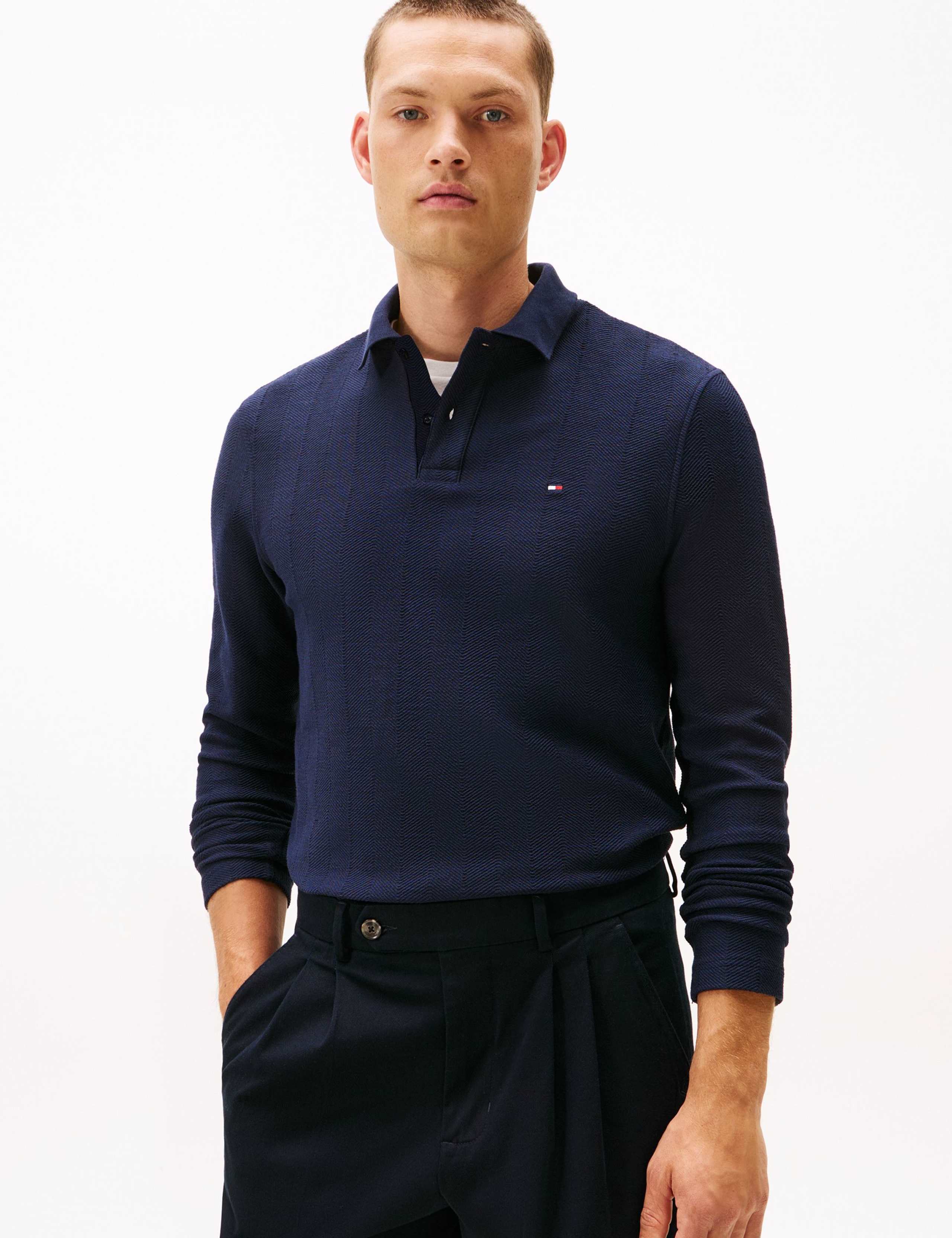 Pure Cotton Long Sleeve Polo Shirt