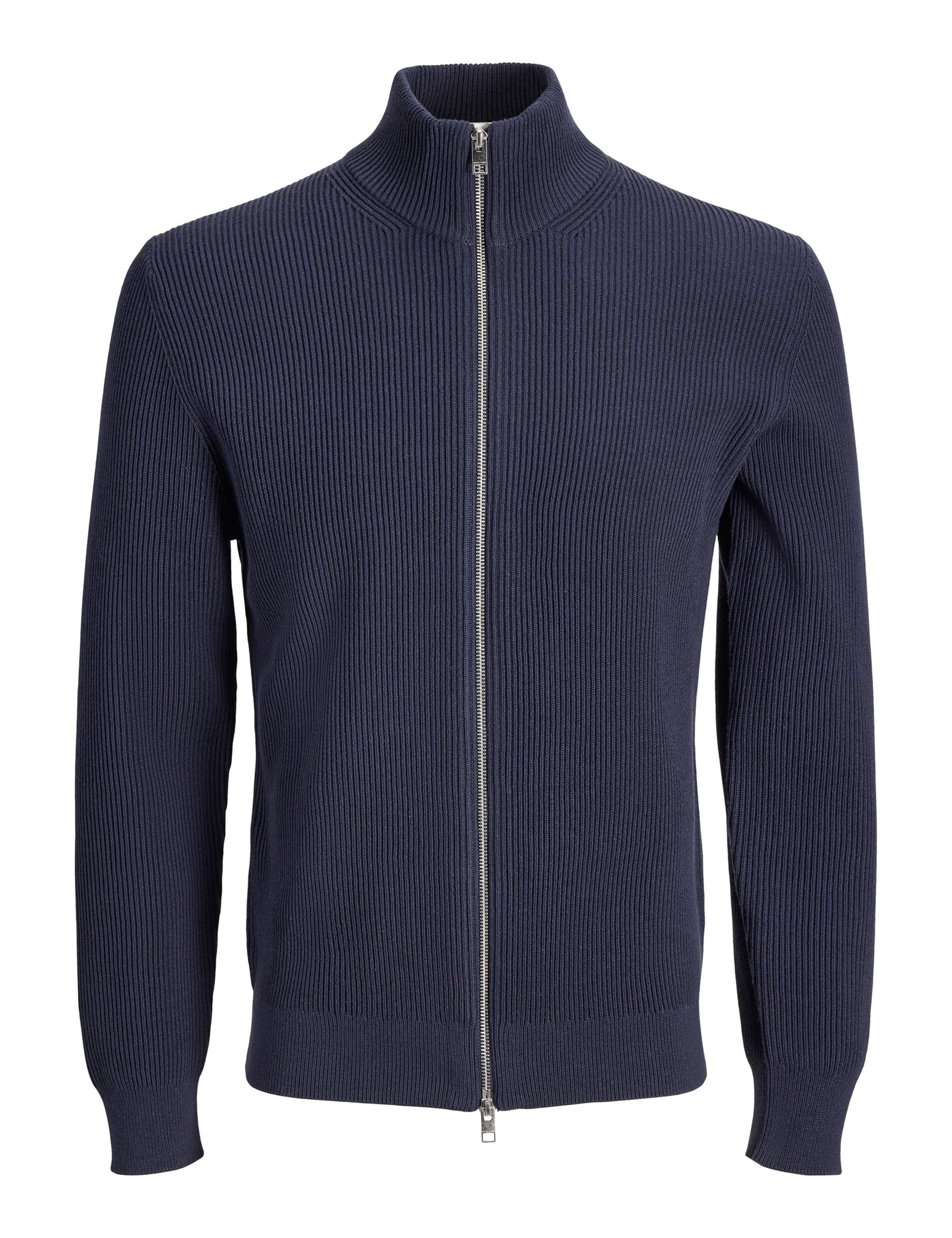 Ribbed Funnel Neck Cardigan