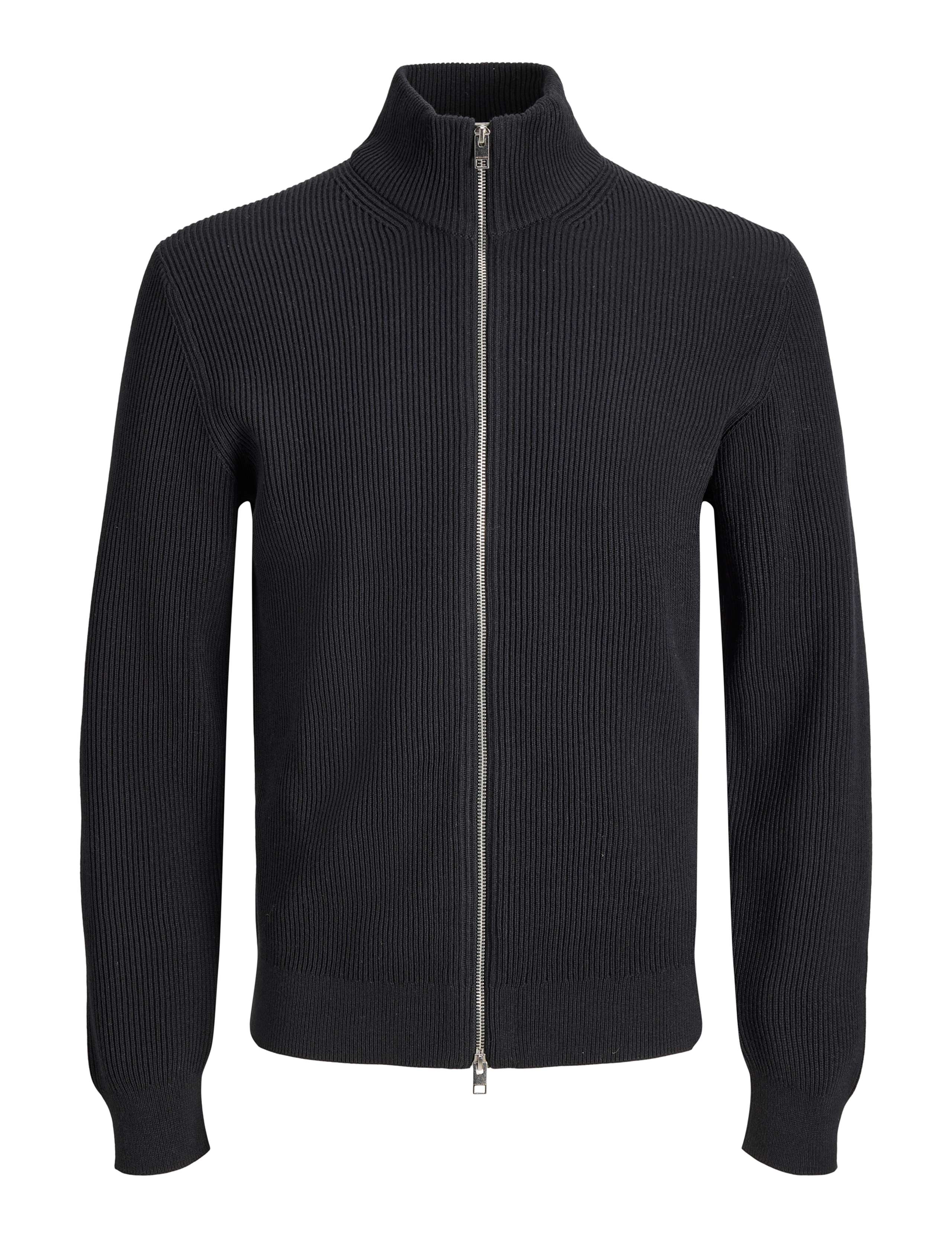 Ribbed Funnel Neck Cardigan