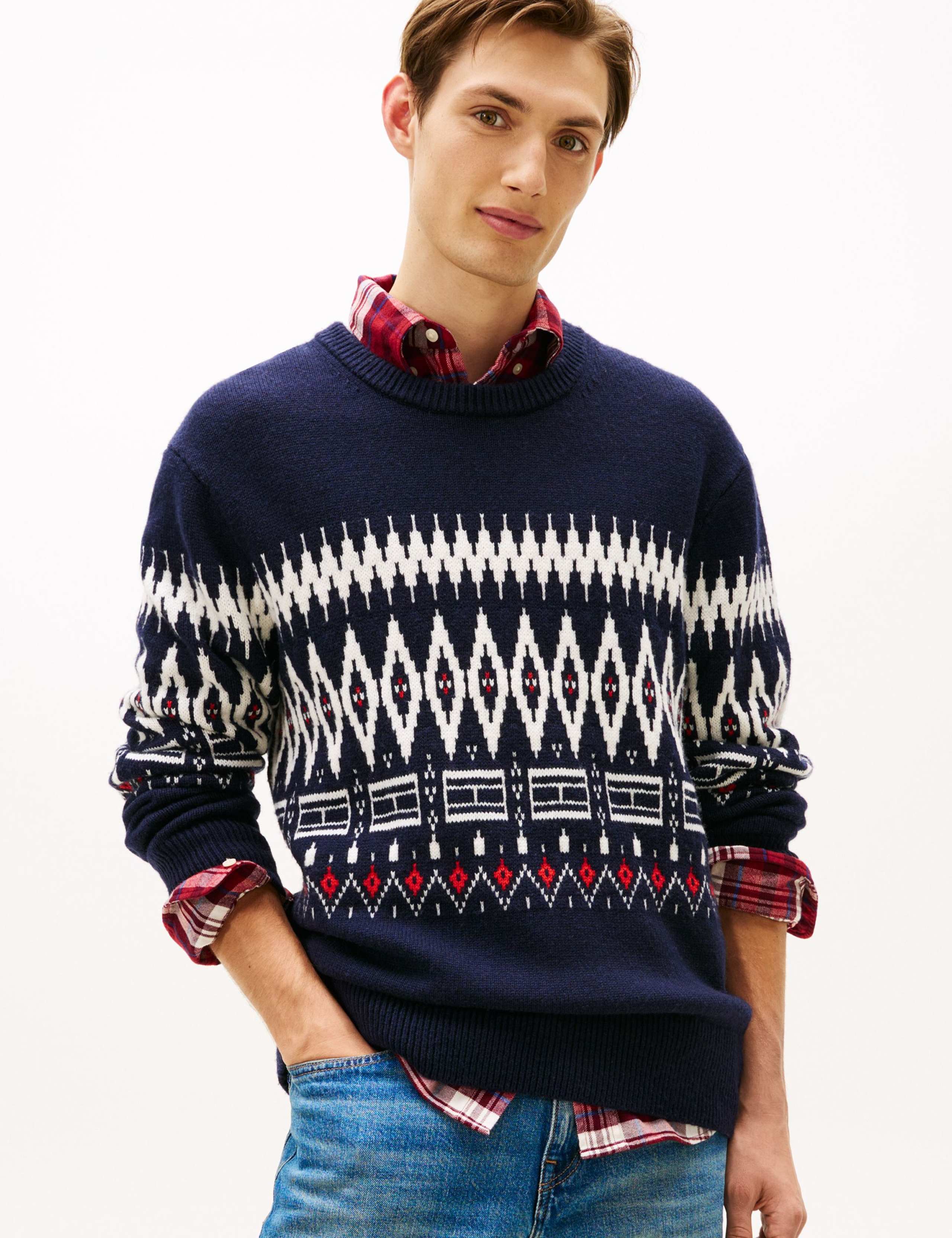 Wool Rich Fair Isle Crew Neck Jumper