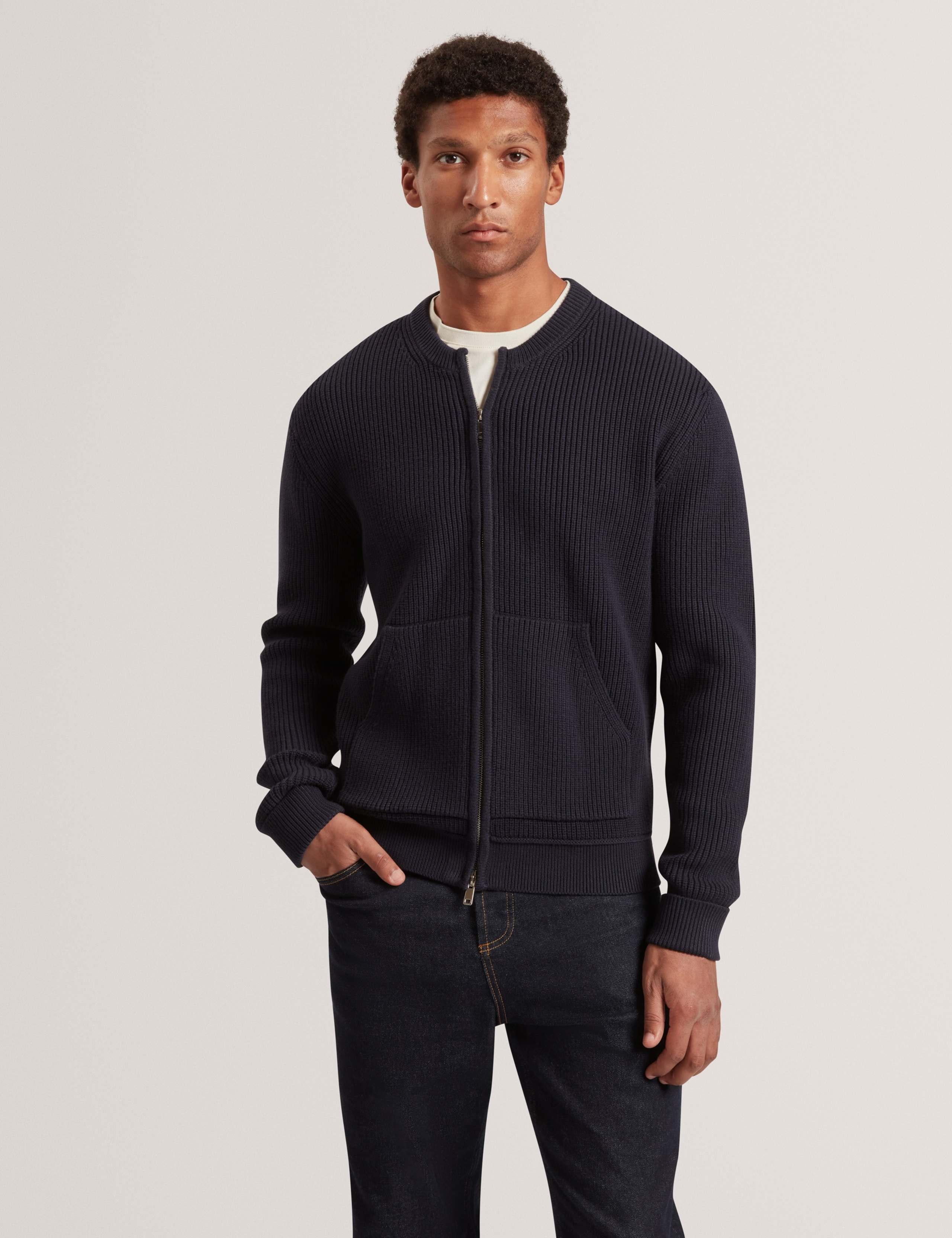Zip Up Knitted Bomber Jacket