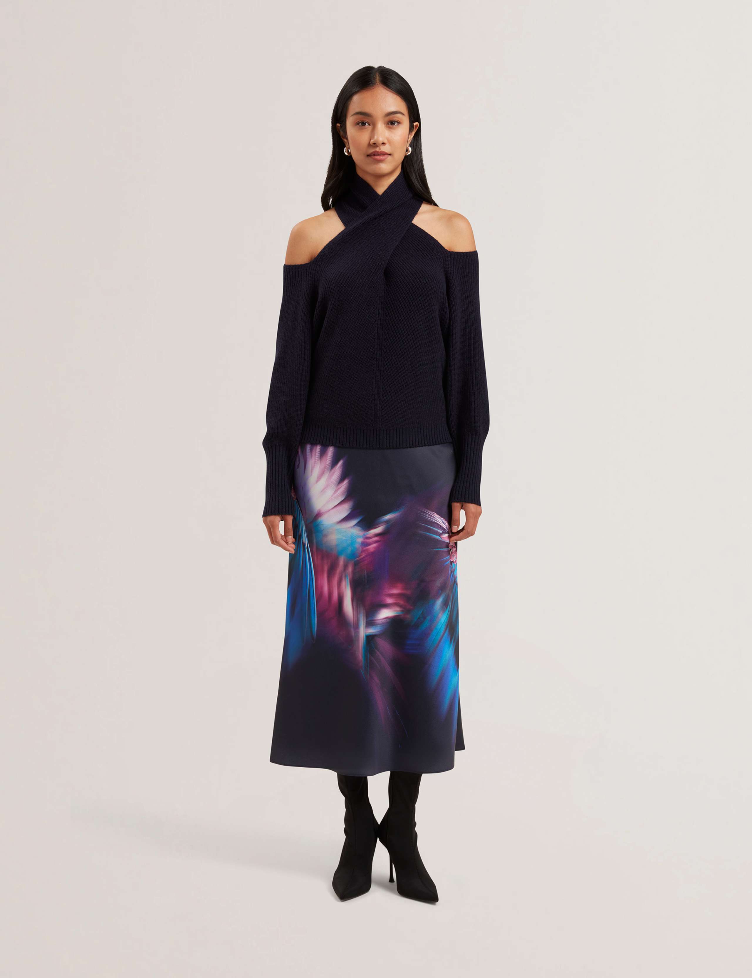 Printed Midi Slip Skirt